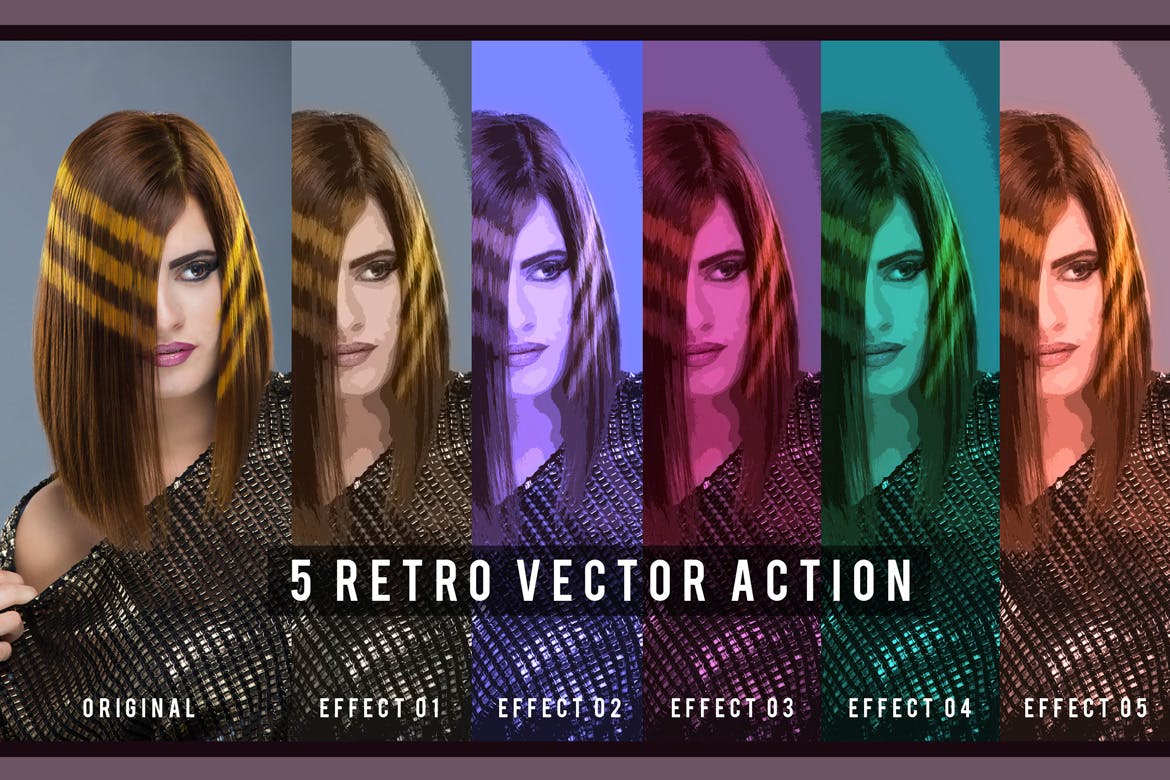 5种复古着色做旧效果PS照片处理动作 5 Retro Vector Action插图(1)