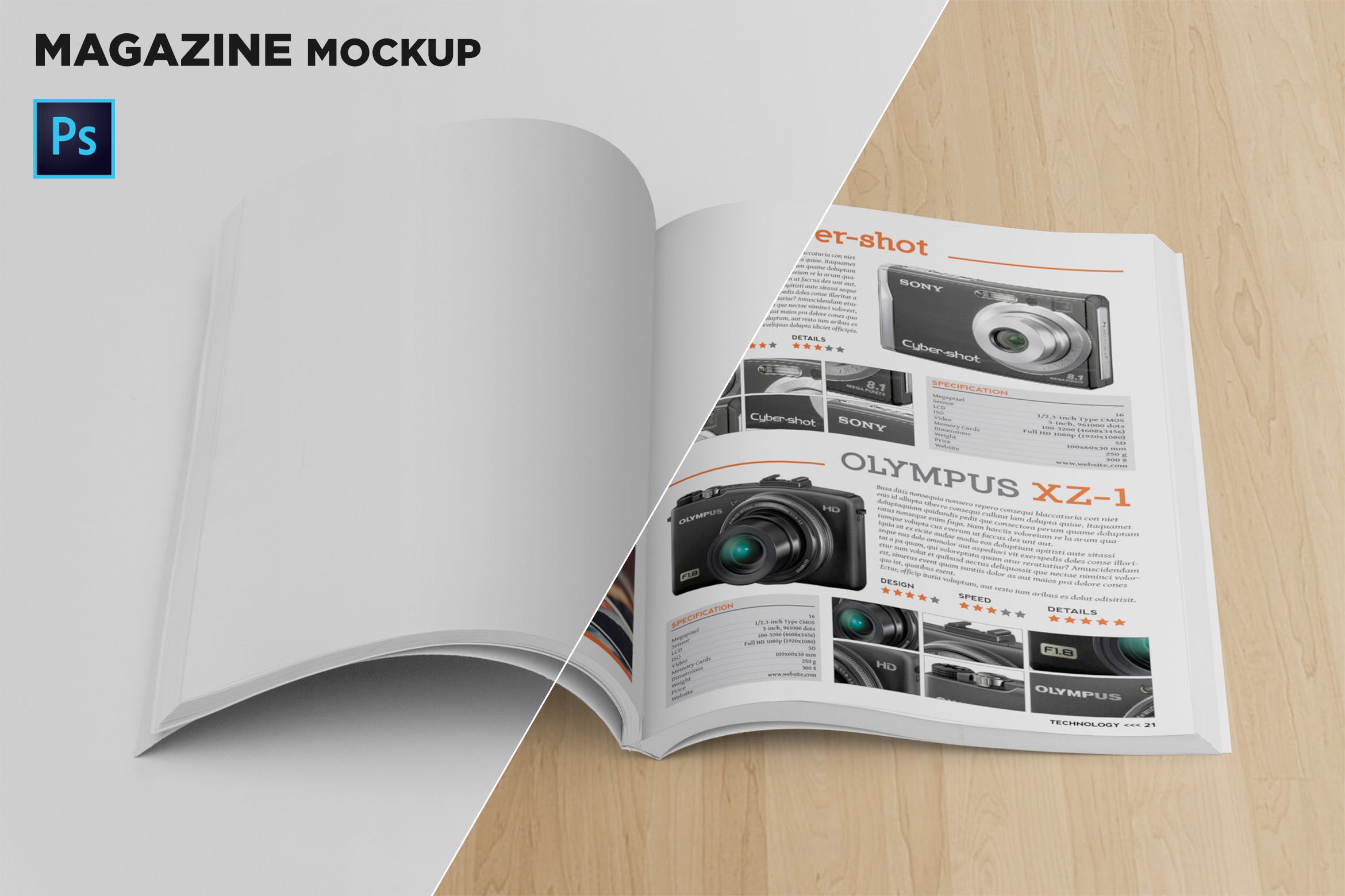 杂志内页排版设计前视图样机第一素材精选 Magazine Mockup Front View插图