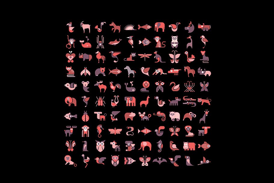 100+动物园动物矢量蚂蚁素材精选图标素材包 100+ Zoo Animal Icons插图(3)