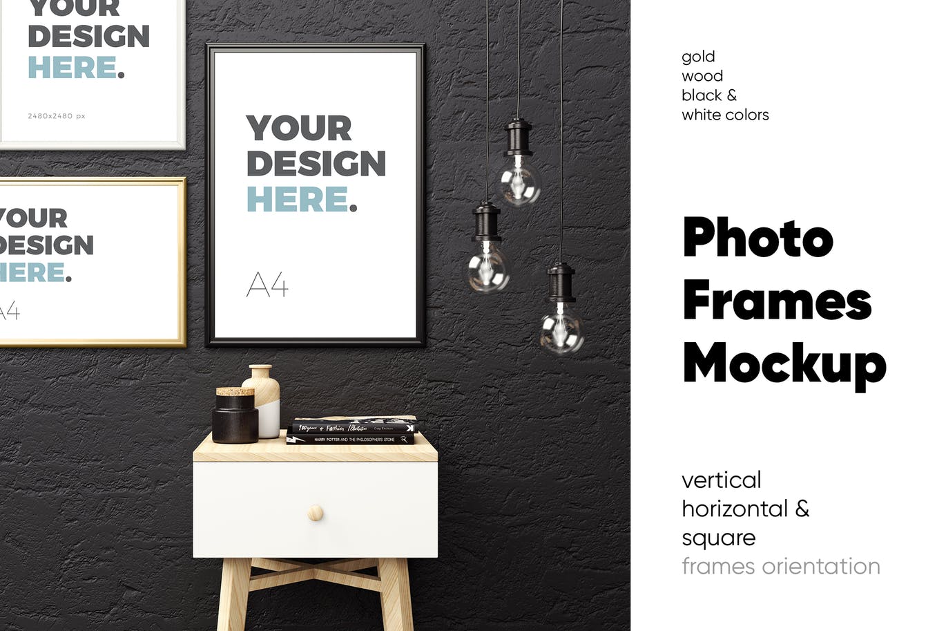 版画/海报/照片/艺术品展示样机第一素材精选模板v2 Photo Frames Mockup插图