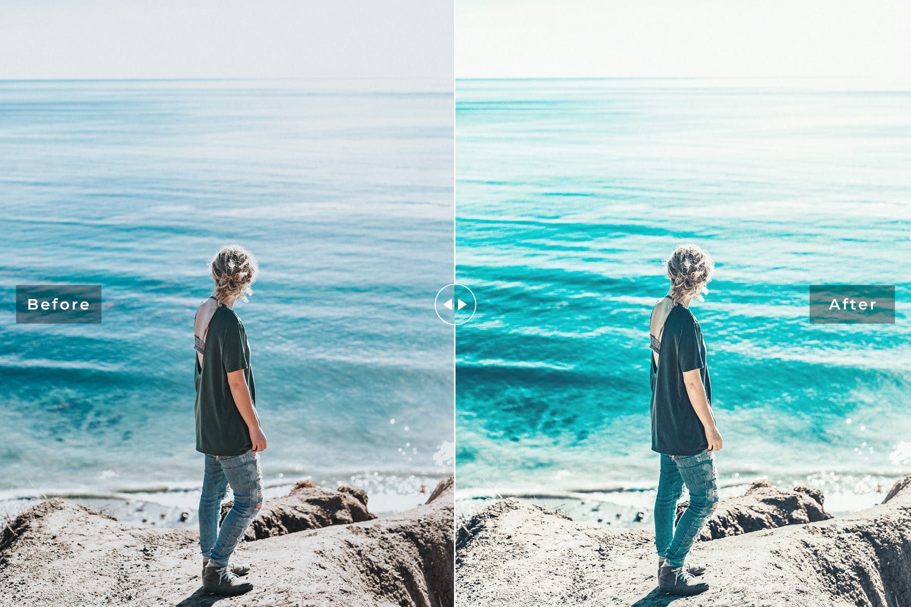 海洋蓝调色滤镜第一素材精选LR预设-海岛/沙滩/大海摄影调色绝配 Ocean Blue Mobile & Desktop Lightroom Presets插图(2)