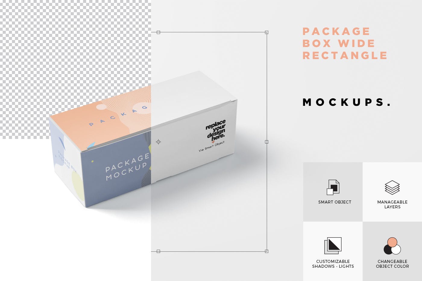 宽矩形包装盒外观设计效果图第一素材精选 Package Box Mock-Up Set – Wide Rectangle插图(6)