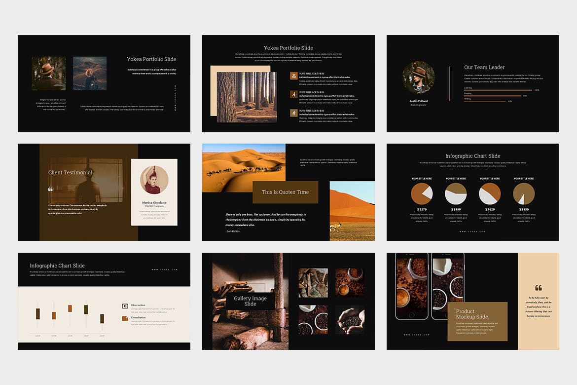 棕色色调Lookbook目录蚂蚁素材精选谷歌演示模板 Yokea : Brown Color Tone Lookbook Google Slides插图(4)