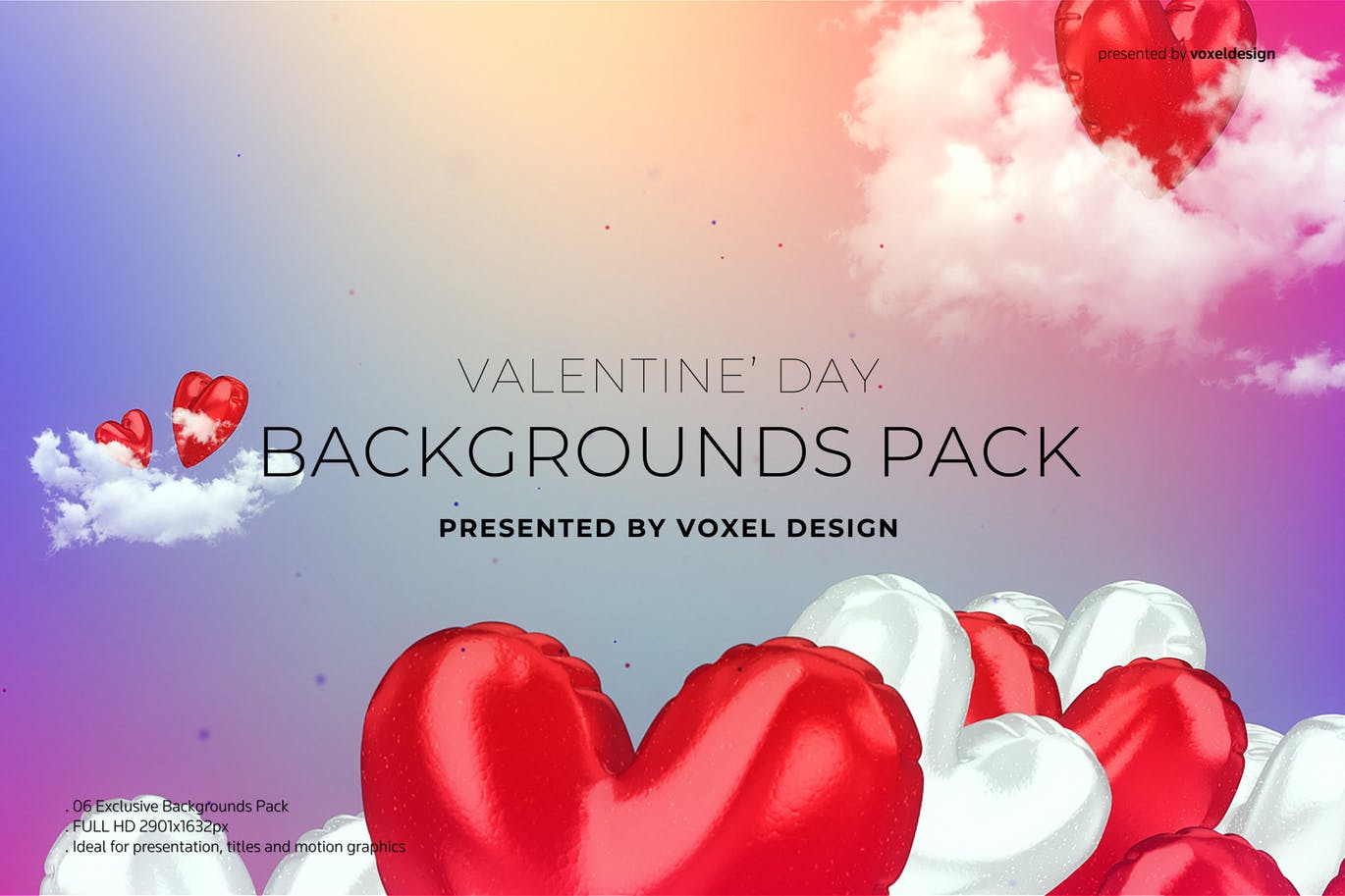情人节主题甜蜜爱心背景图素材 Valentine’s Day Backgrounds Pack插图