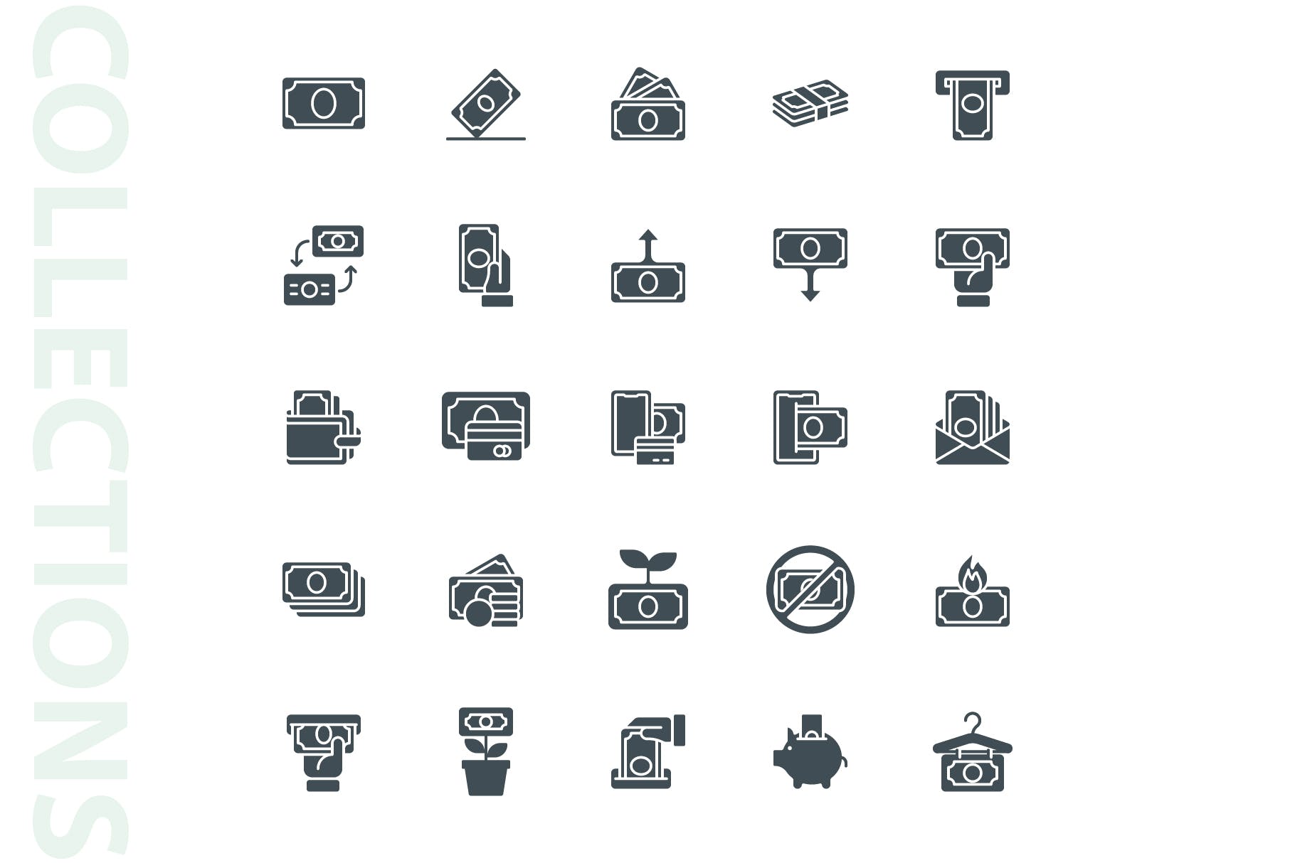 25枚金钱主题矢量字体第一素材精选图标 Money Glyph Icons插图(3)