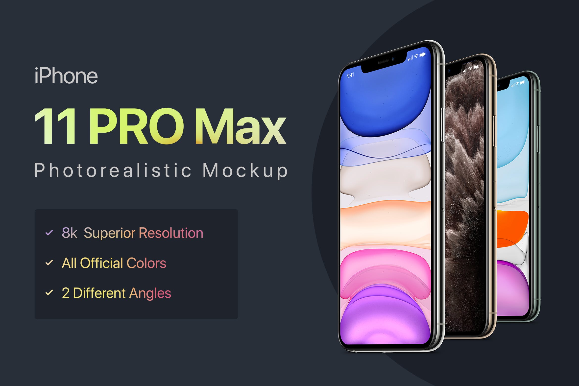 超高清8K分辨率iPhone 11 Pro手机第一素材精选样机 iPhone 11 Pro Max Mockup插图