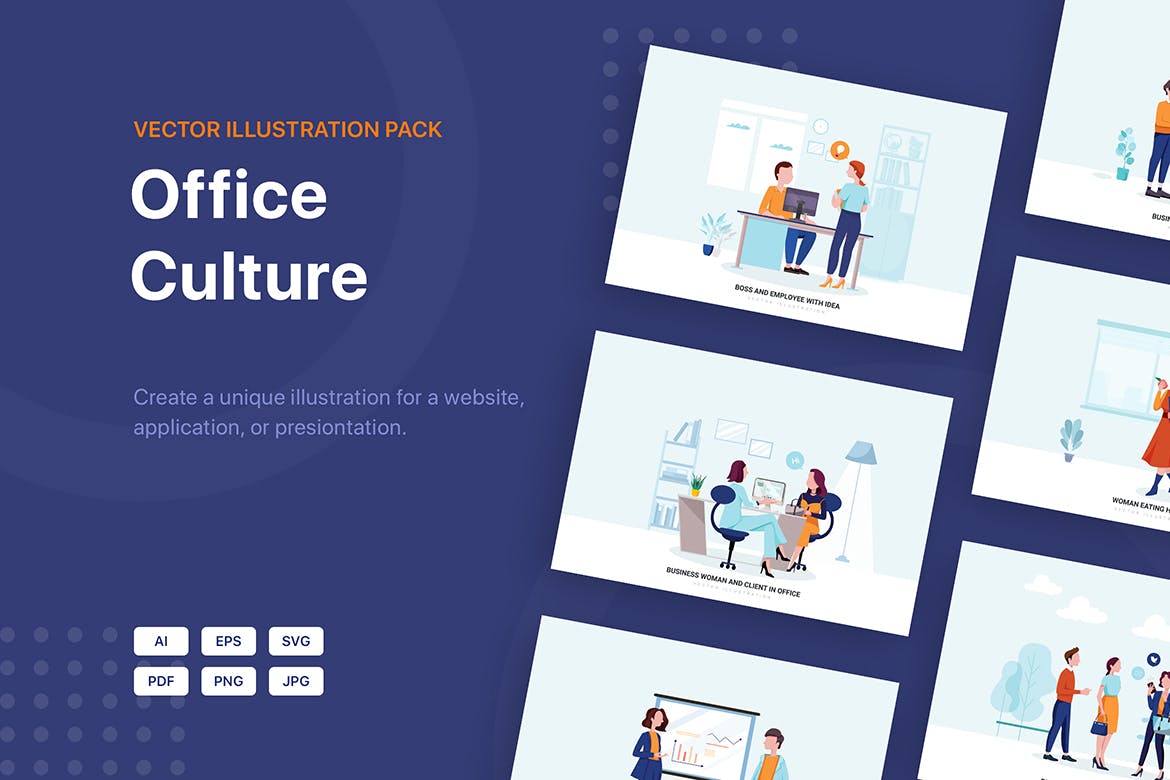 办公文化主题矢量插画素材包 Office Culture Vector Illustration Pack插图(1)