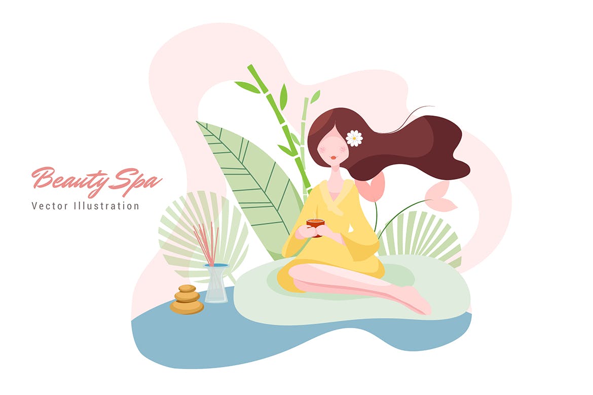 美容SPA主题矢量插画大洋岛精选素材v1 Beauty Spa Vector Illustration插图1