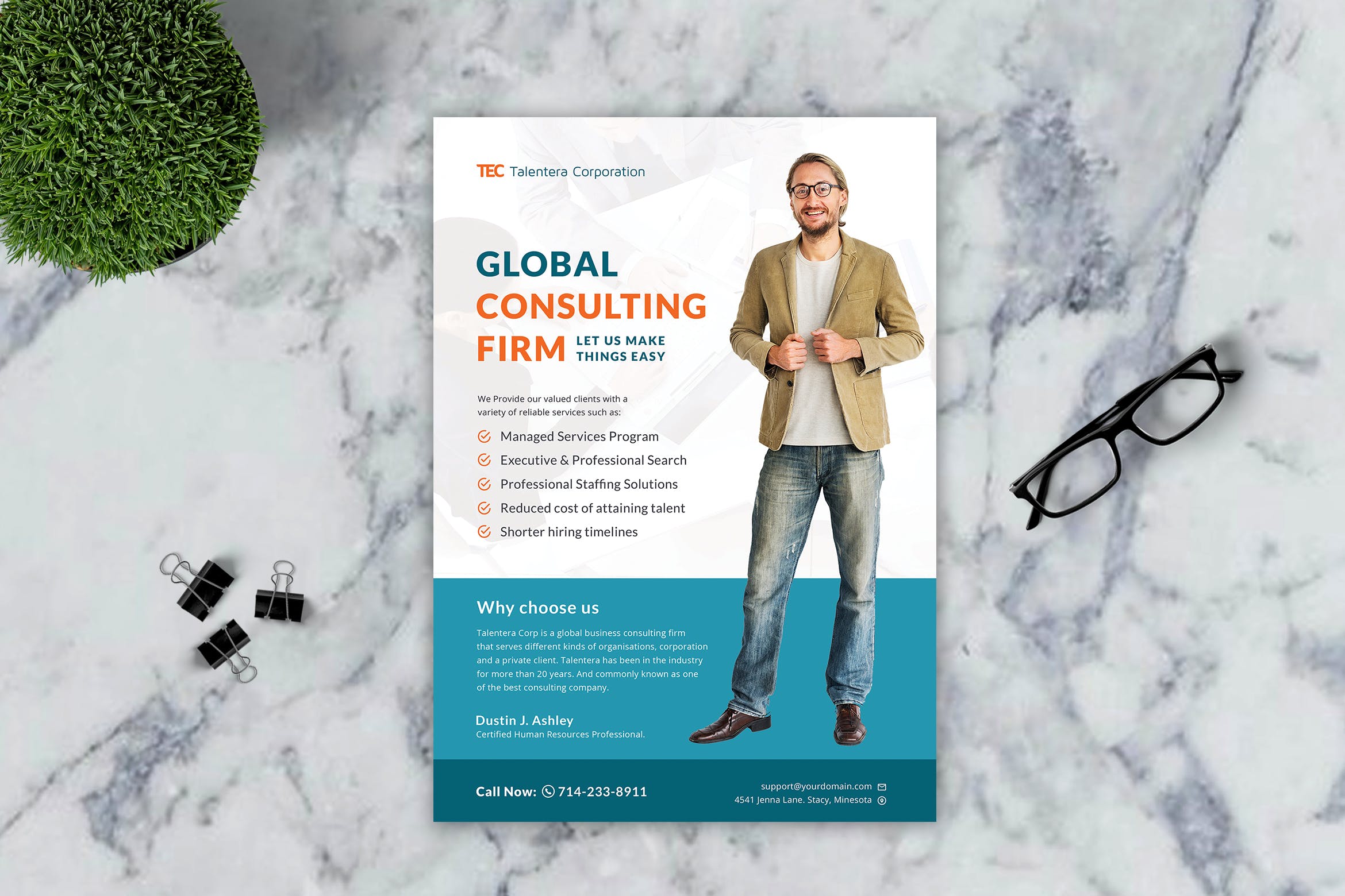 全球贸易咨询宣传单设计模板 Global Consulting Flyer插图