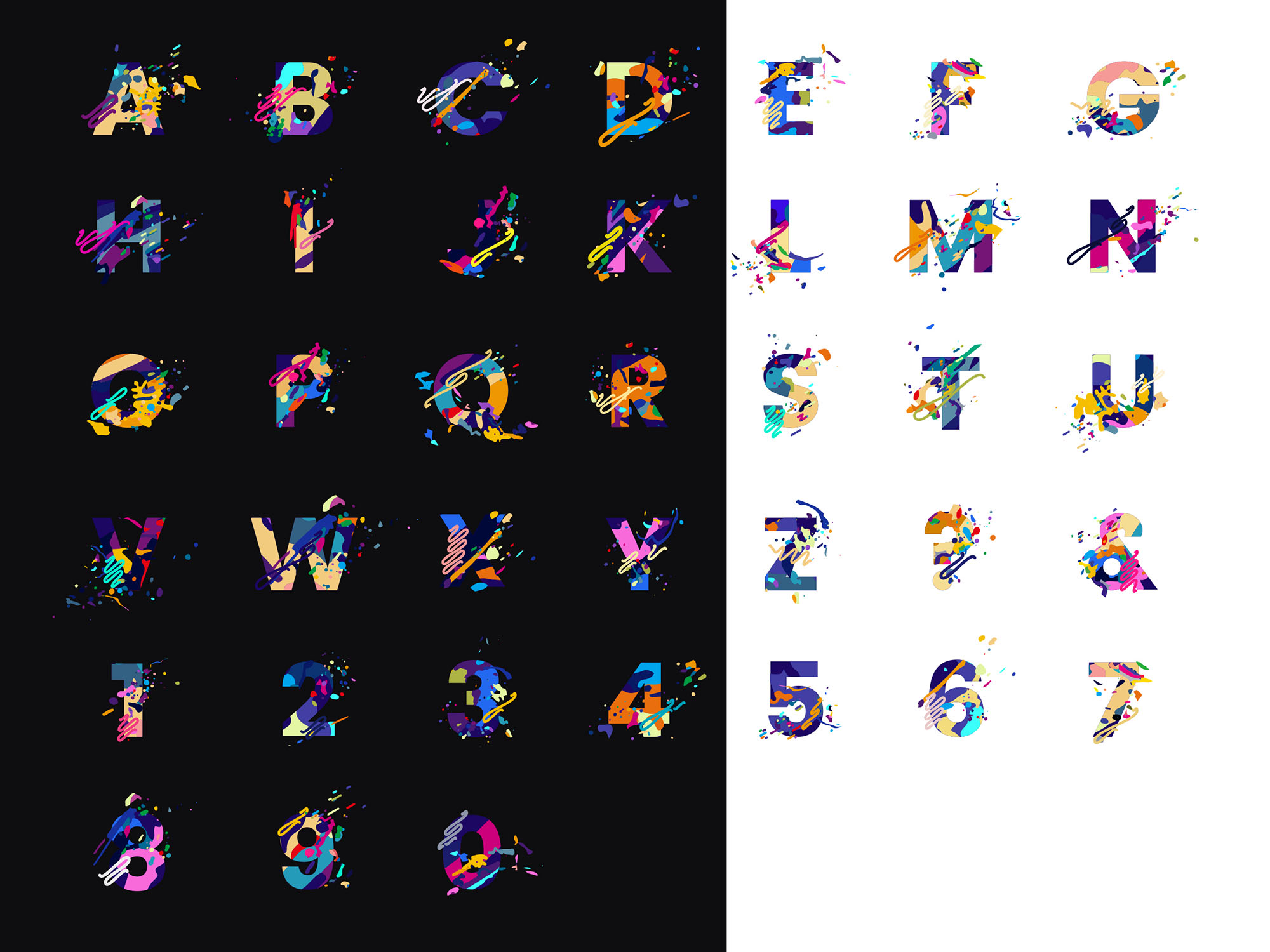油漆飞溅英文创意艺术装饰字体第一素材精选 Splash Letters Font插图(1)