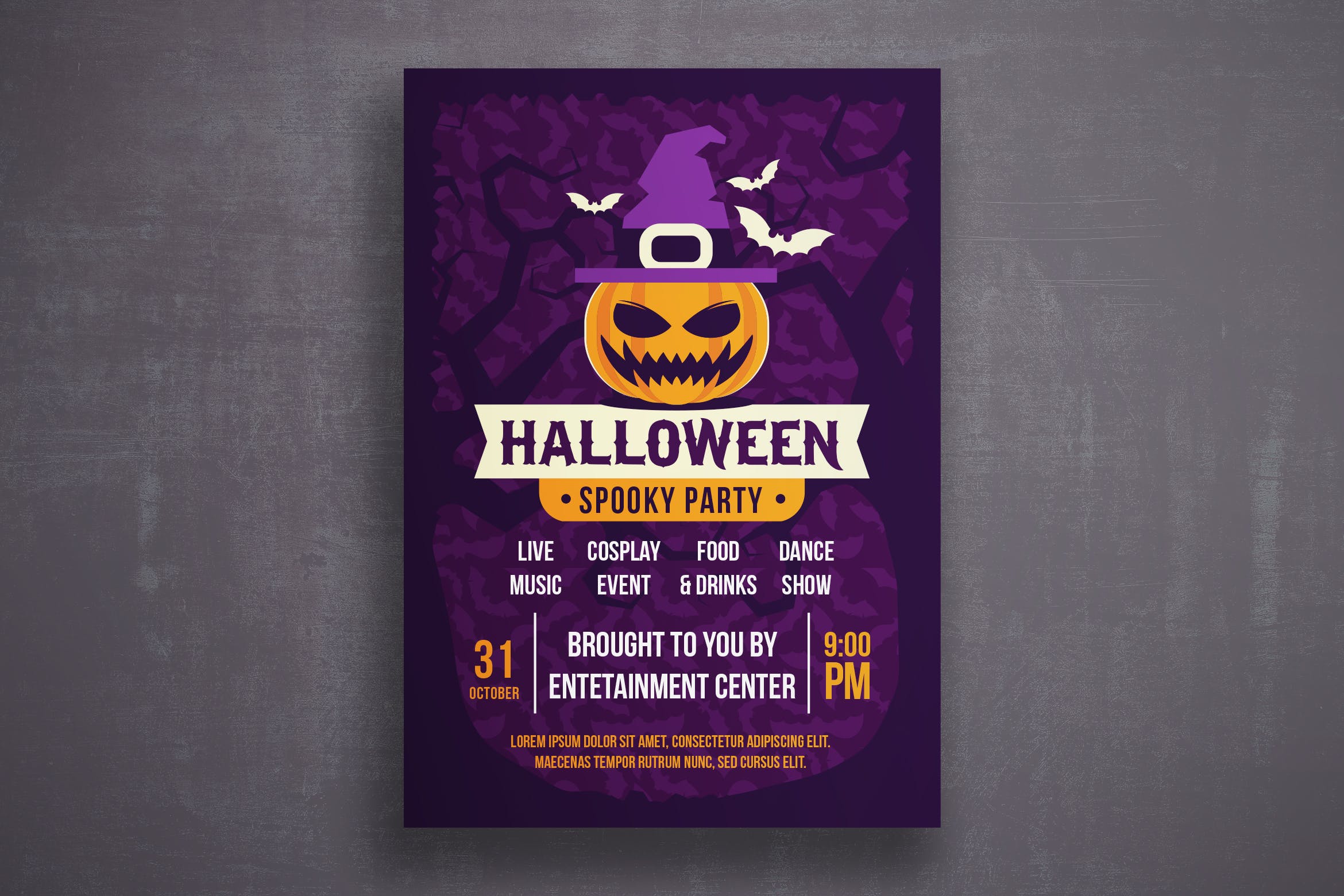 万圣节恐怖之夜活动邀请海报传单蚂蚁素材精选PSD模板v4 Halloween flyer template插图