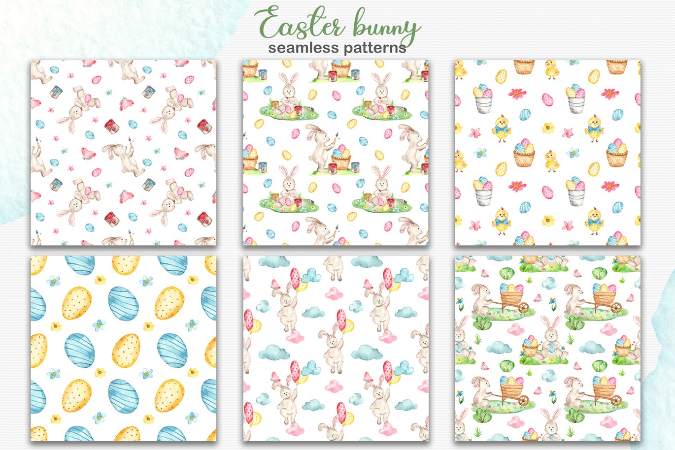 复活节兔子水彩手绘素材套装 Watercolor Easter Bunny collection插图6