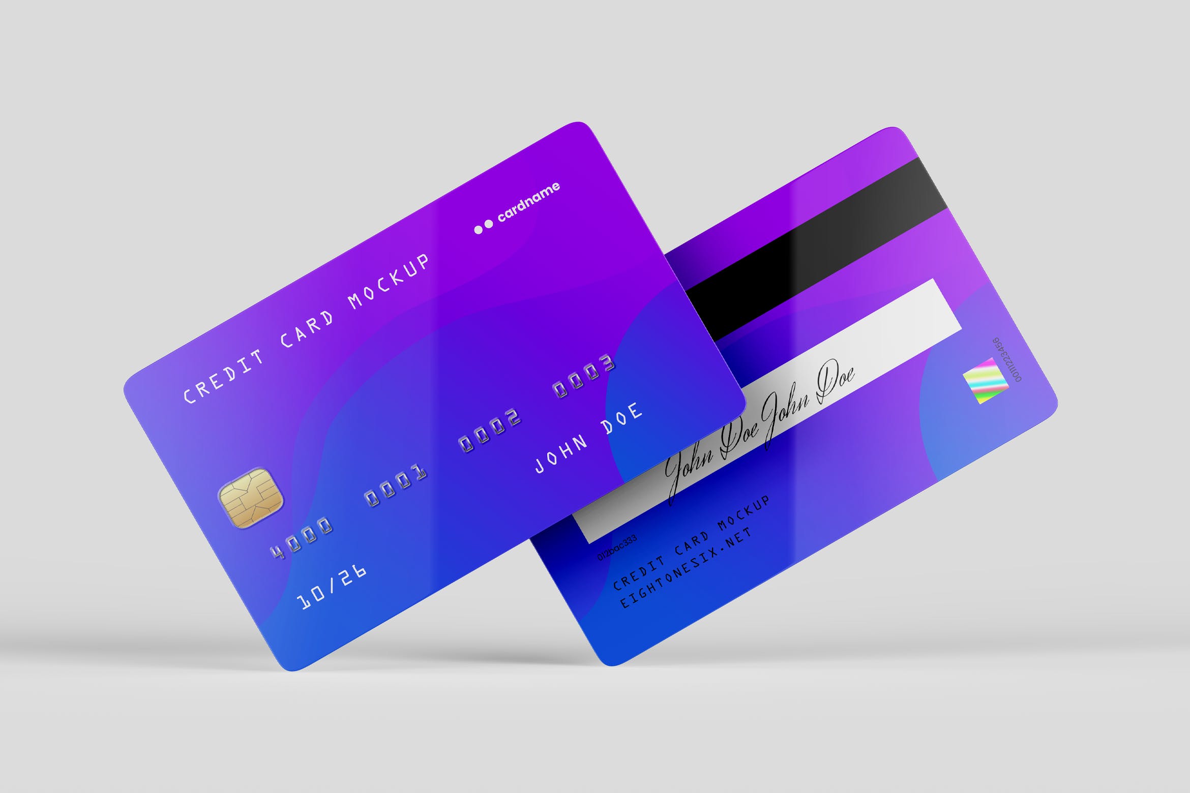信用卡/银行卡/会员卡设计效果图样机蚂蚁素材精选模板 Credit Card Mock-Up Template插图