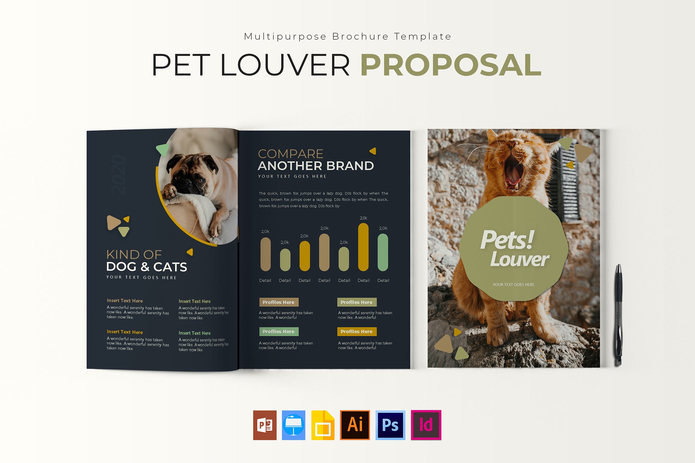 宠物主题宣传画册设计模板 Pets Louver | Brochure Template插图