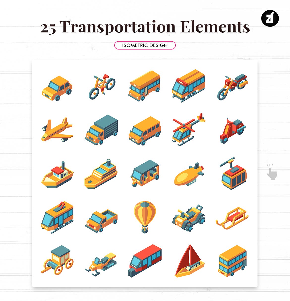 25枚交通运输工具矢量第一素材精选图标素材 25 Transportation isometric elements插图(1)