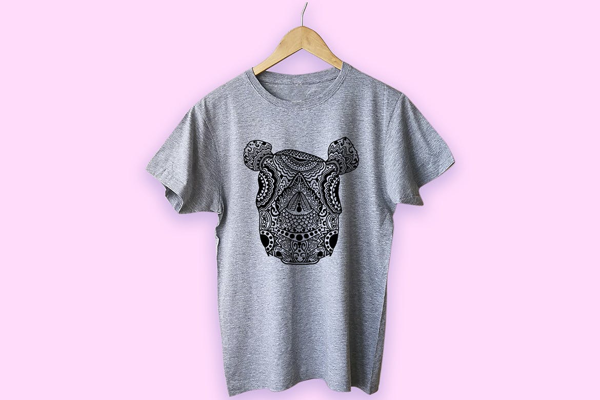 犀牛-曼陀罗花手绘T恤印花图案设计矢量插画第一素材精选素材 Rhino Mandala T-shirt Design Vector Illustration插图(3)