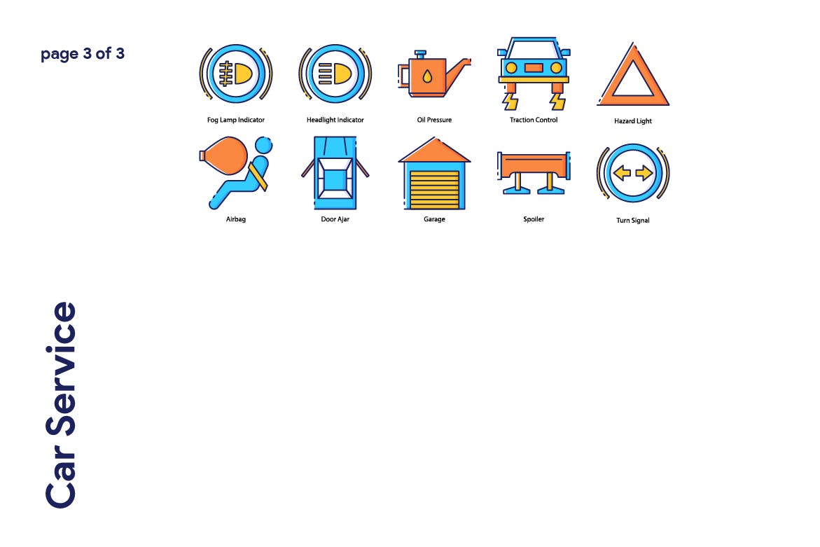 70枚汽车服务主题填色线性大洋岛精选图标 Car Service Icon Set插图3