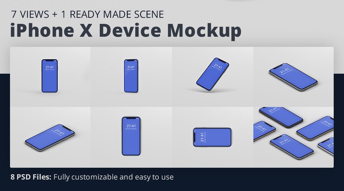 逼真材质iPhone X高端手机屏幕预览第一素材精选样机PSD模板 iPhone X Mockup插图(14)