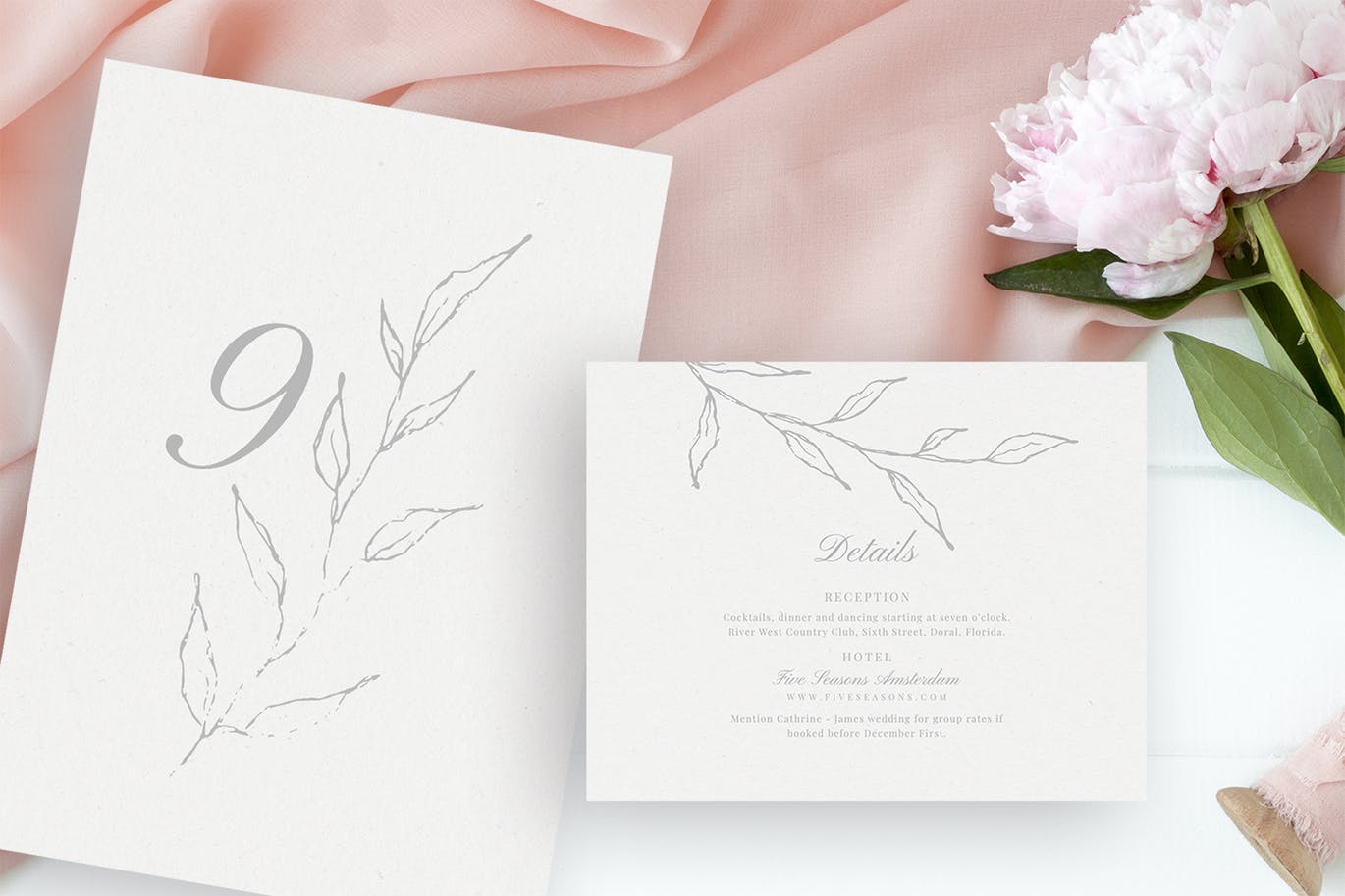 优雅手绘花卉图案婚礼主题设计素材包 Elegant Floral Wedding Suite插图(3)