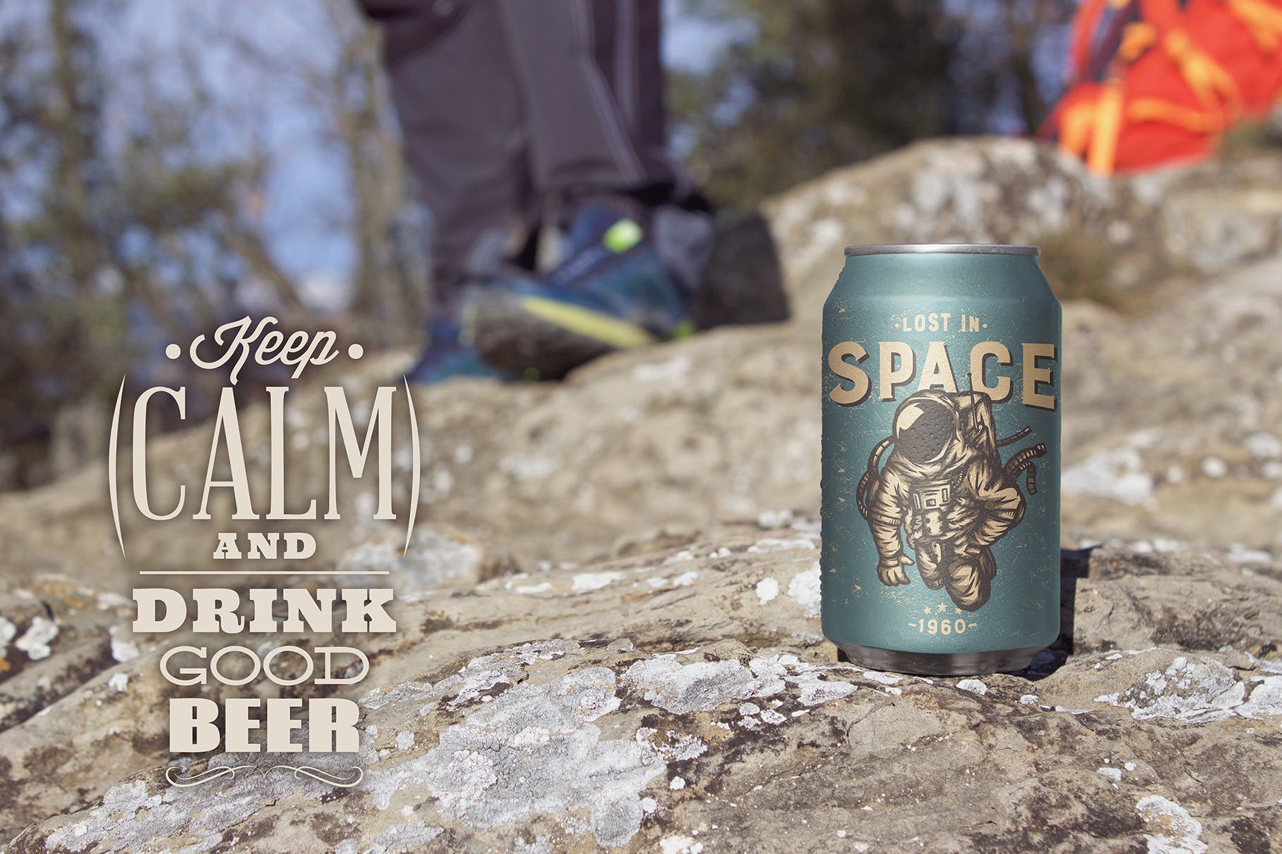 啤酒易拉罐野外拍摄场景第一素材精选2 Mountain Beer Can Mockup Duo插图(5)