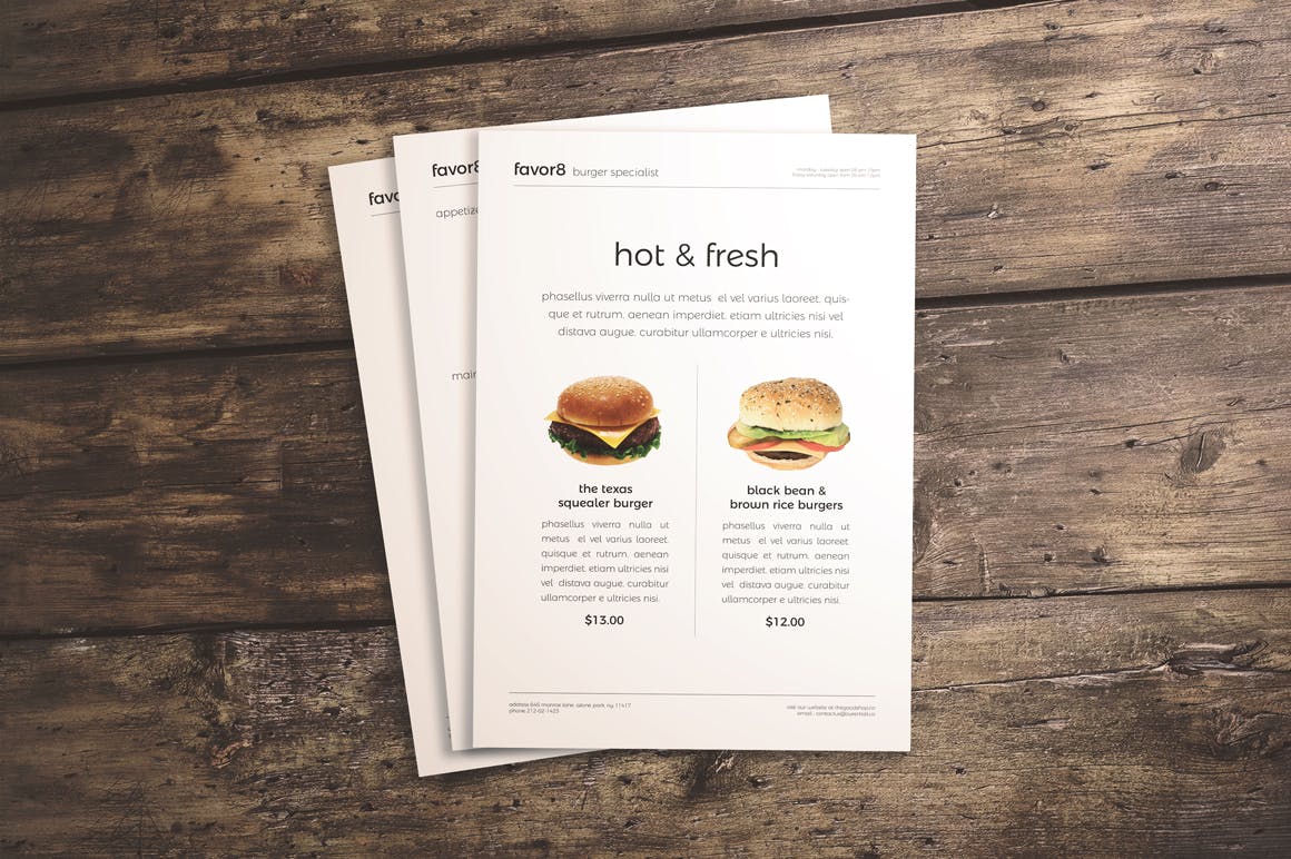 三合一汉堡店点餐大洋岛精选菜单模板 Burger Menu Set插图2