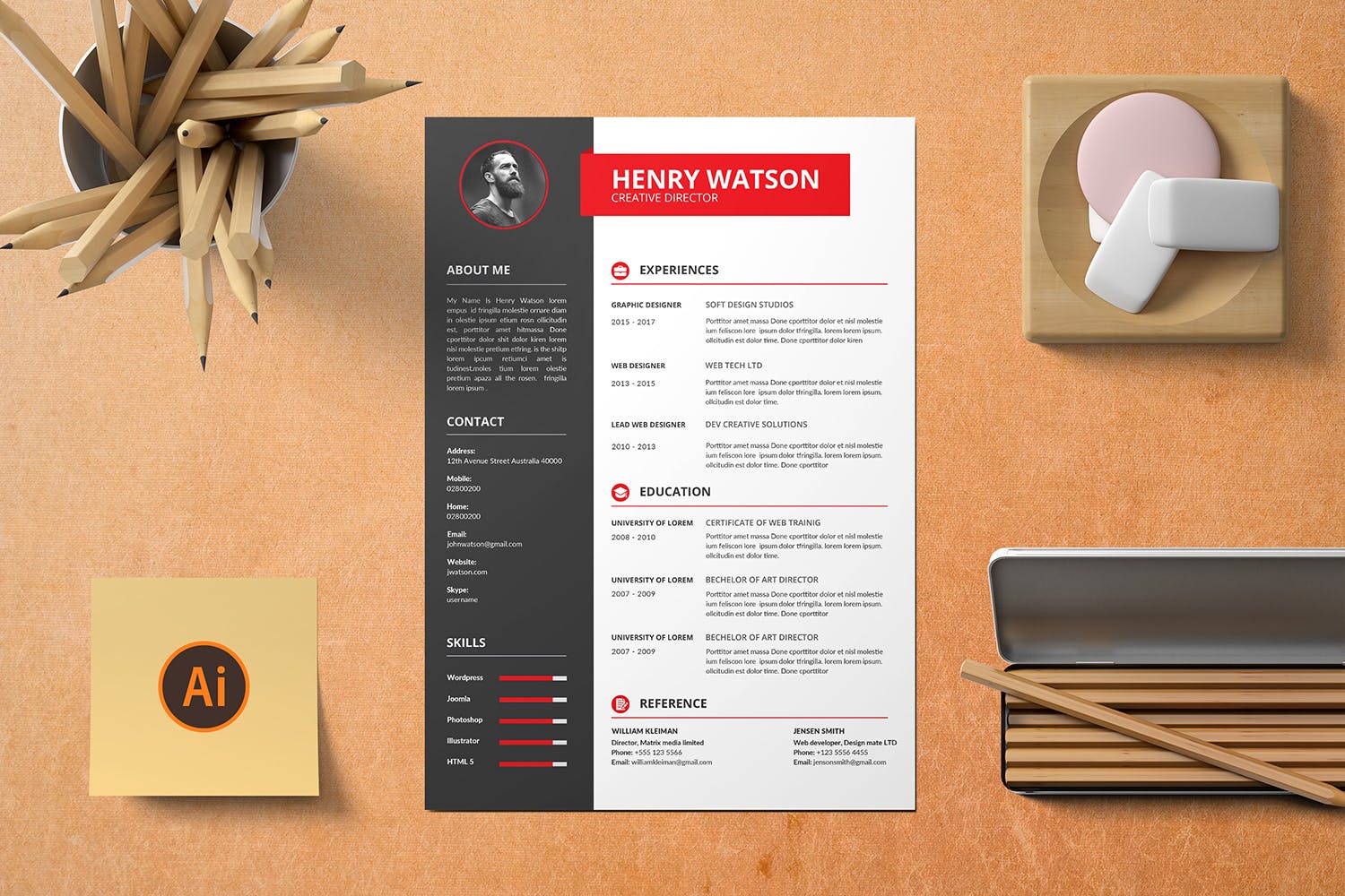 两列式排版风格个人简历&介绍信设计模板 CV Resume插图
