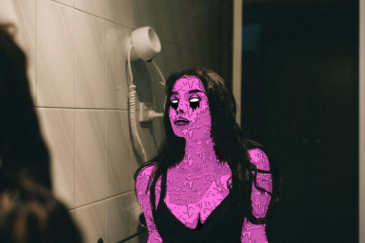Instagram&Tumblr社交图片Grime艺术风格大洋岛精选PS动作 Animated Zombie Grime Art Photoshop Action插图1