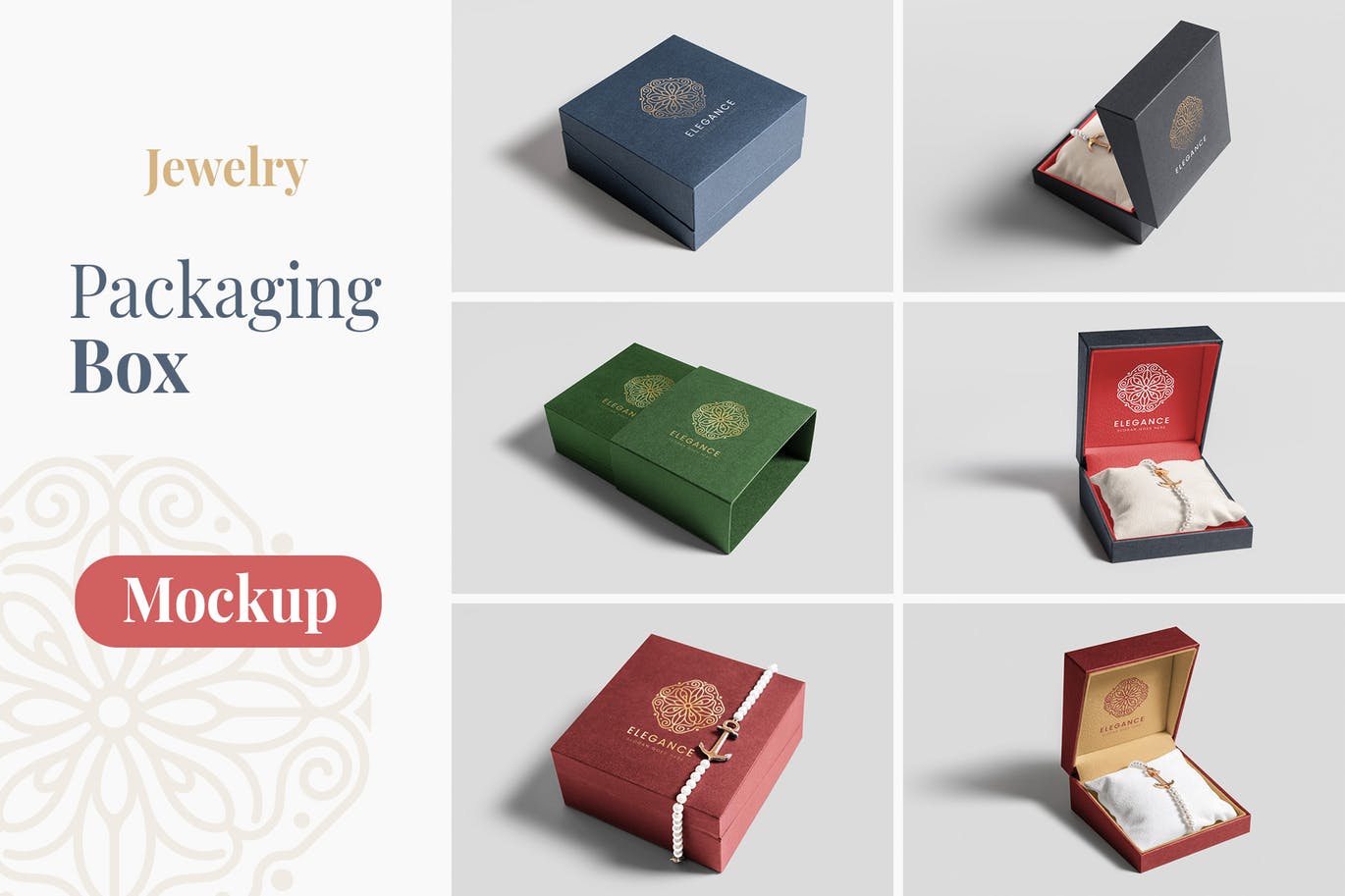 珠宝包装盒设计图第一素材精选模板 Jewelry Packaging Box Mockups插图