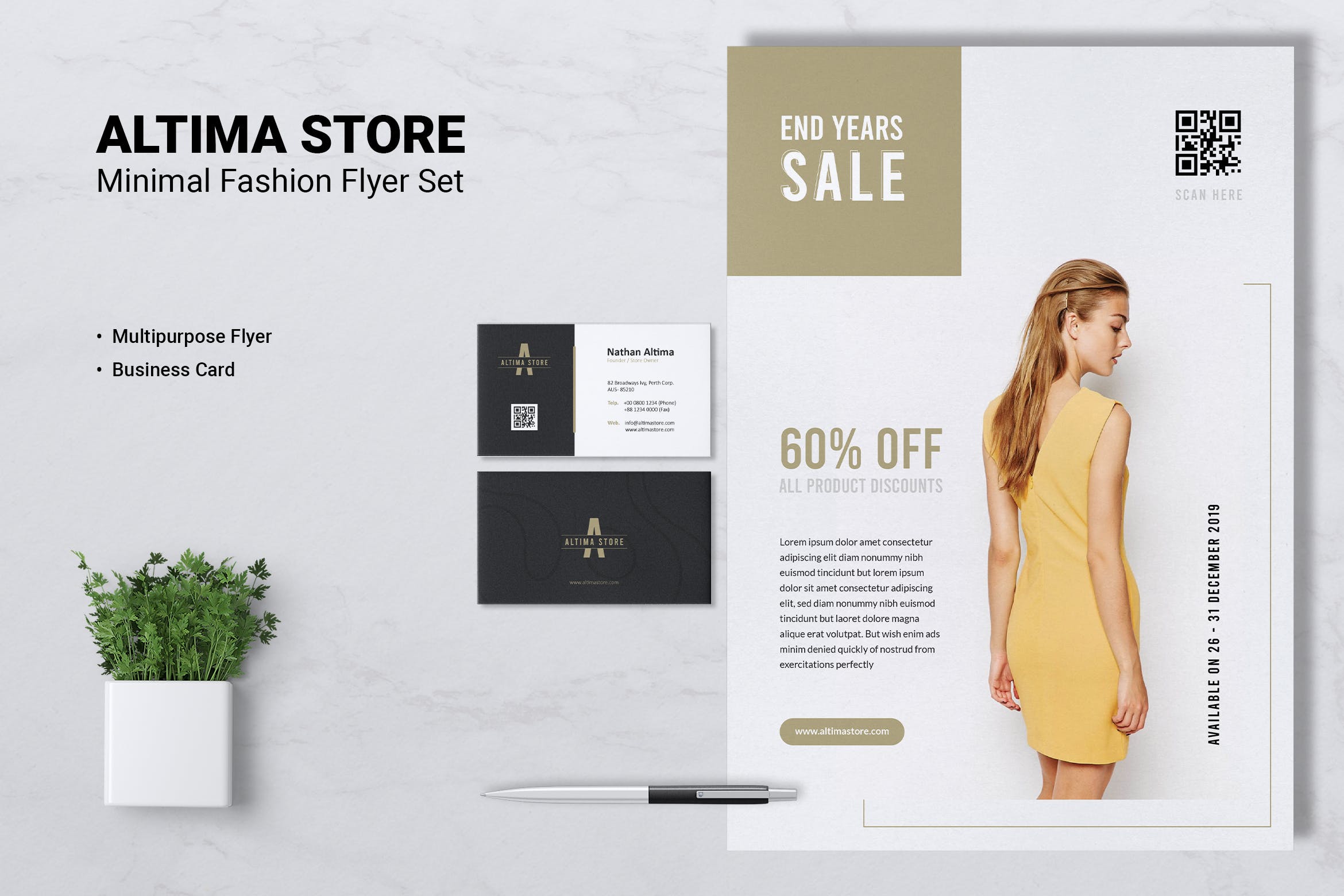 时装店推广传单＆蚂蚁素材精选名片模板 ALTIMA Fashion Store Flyer & Business Card插图