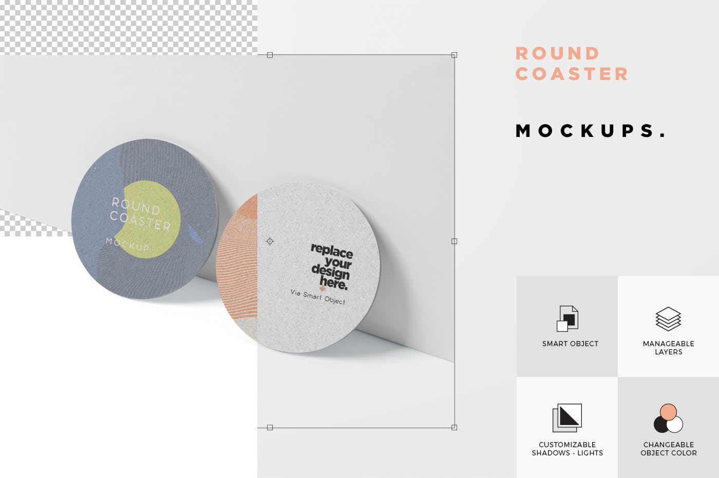 圆形杯垫图案设计效果图第一素材精选 Round Coaster Mock-Up – Medium Size插图(5)