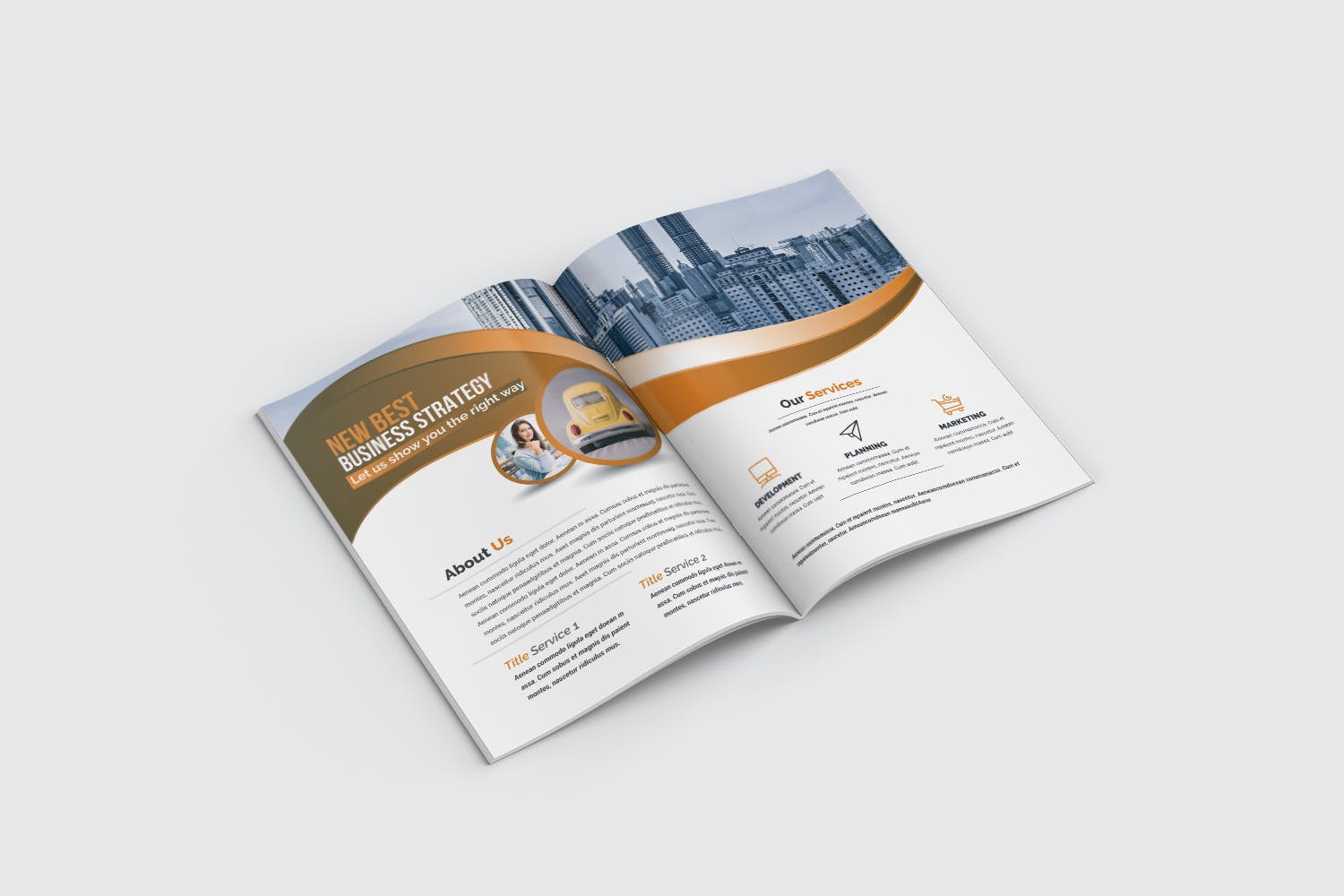现代高逼格企业对折页宣传册设计模板 Bifold Brochure插图(2)