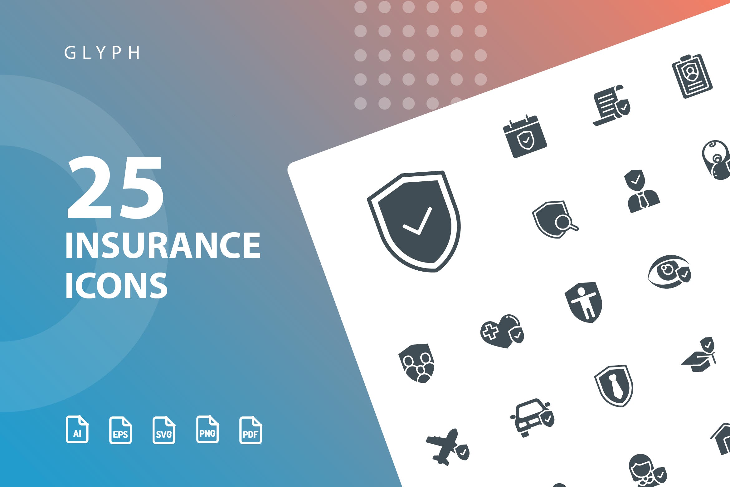25枚保险行业标志符号矢量蚂蚁素材精选图标 Insurance Glyph插图