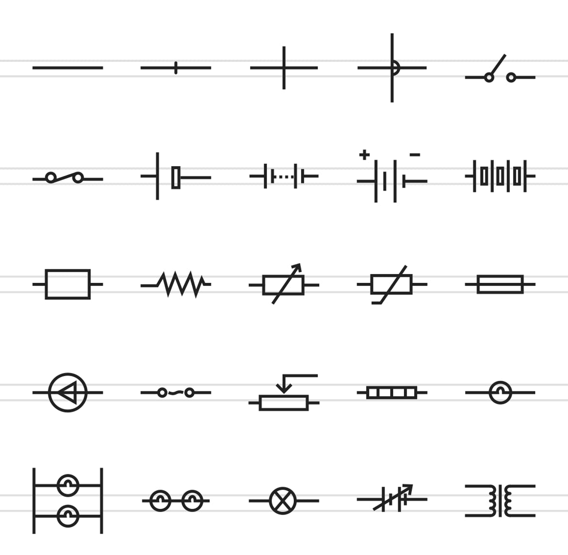 50枚电路线路板主题矢量线性蚂蚁素材精选图标 50 Electric Circuits Line Icons插图(1)