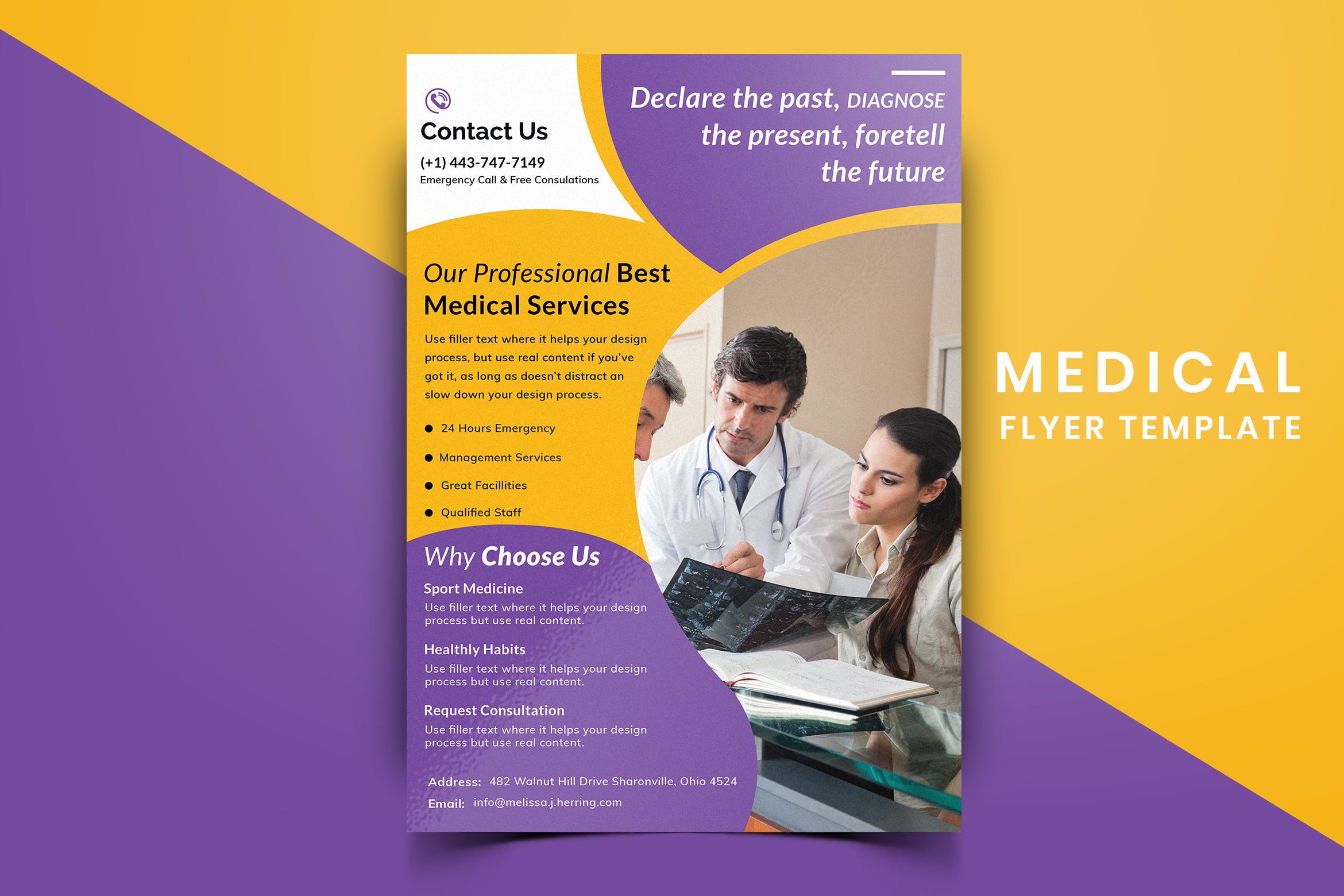 医院诊所医疗主题宣传单排版设计模板v09 Medical Flyer Template-09插图