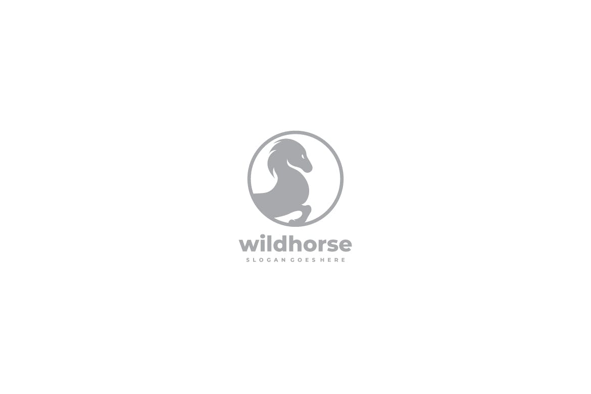 野马图形Logo设计第一素材精选模板 Wild Horse Logo插图(2)