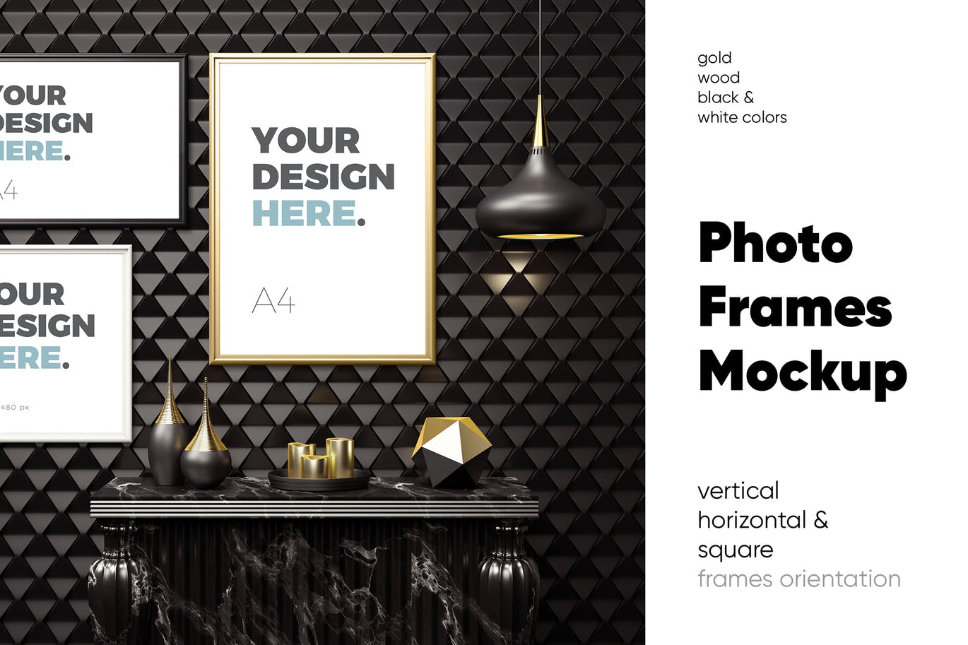 版画/海报/照片/艺术品展示样机第一素材精选模板v3 Photo Frames Mockup插图