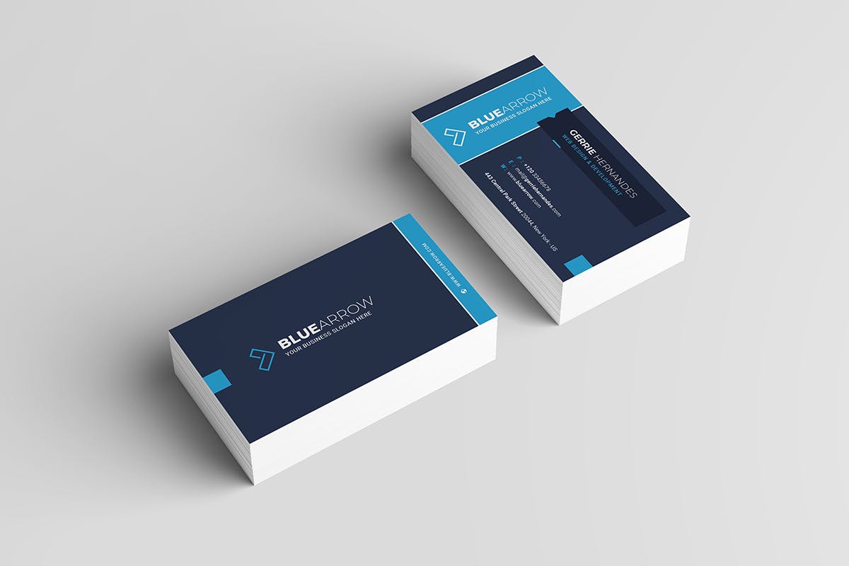 蓝色风格科技企业名片版式设计模板 Business Card插图(2)