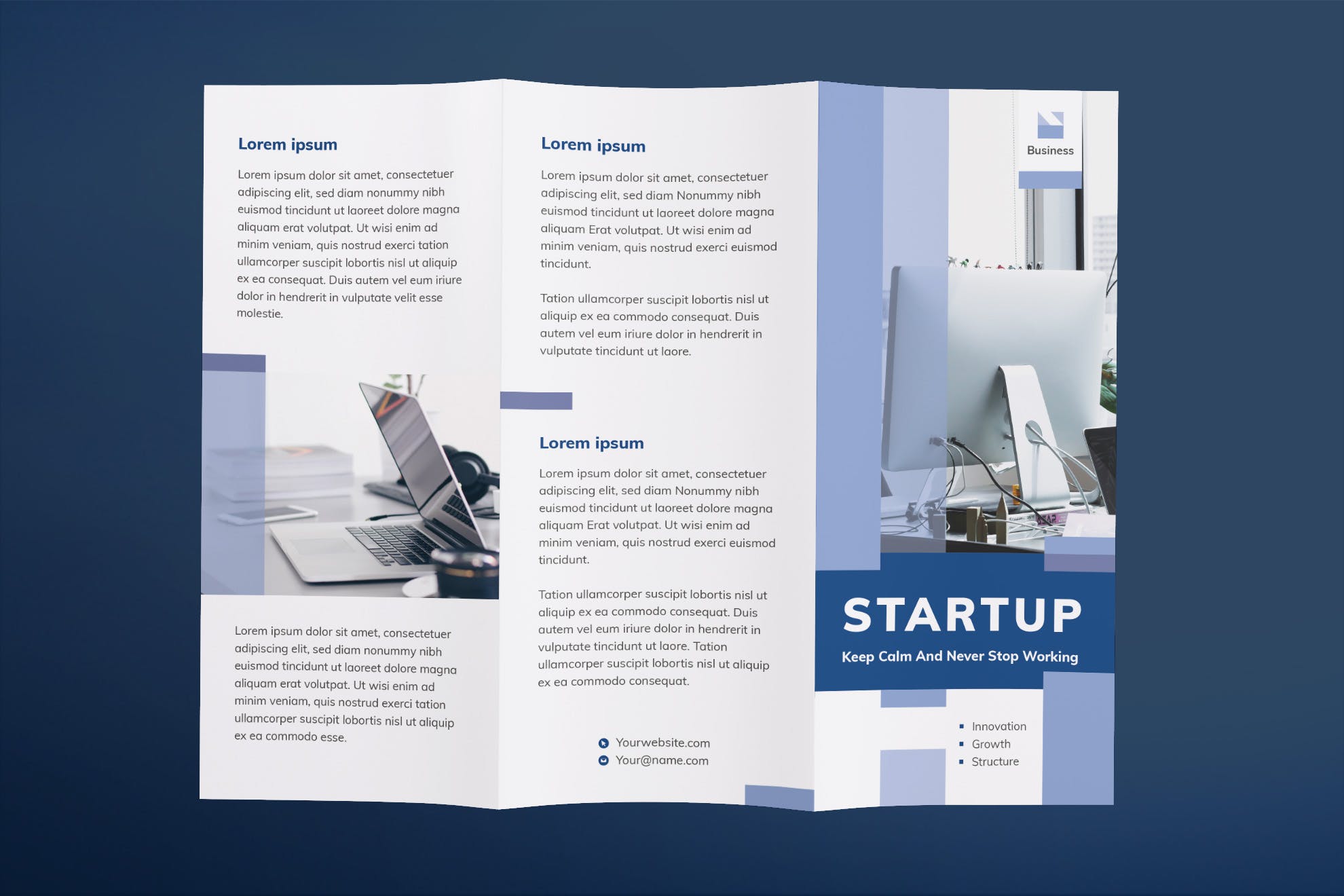 创业项目三折页版式设计宣传册模板 Startup Brochure Trifold插图(1)