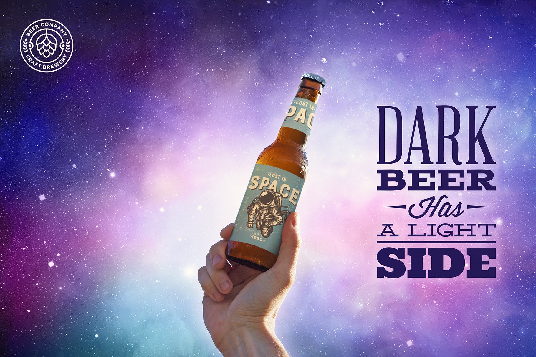天空背景啤酒瓶外观设计图第一素材精选 Sky Backgrounds Beer Mockup插图(3)