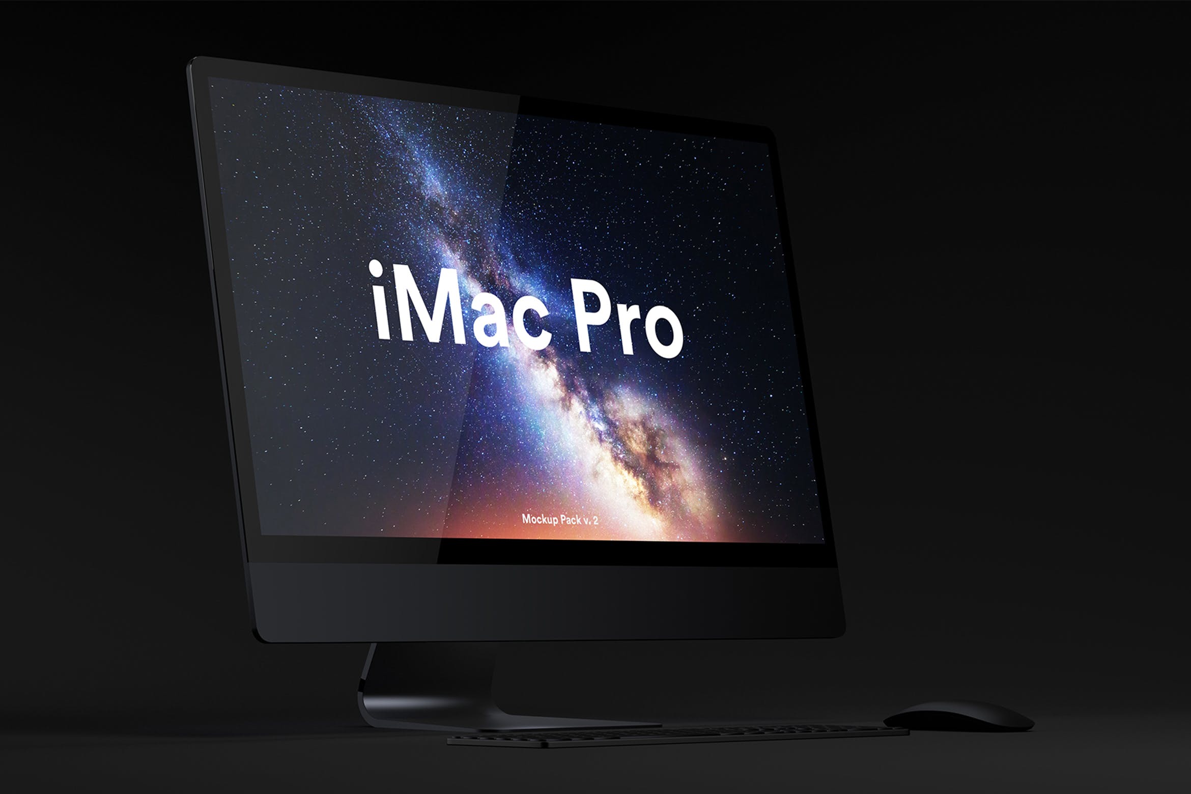 iMac Pro高端一体机电脑屏幕演示第一素材精选样机 Dark iMac Pro Mockup插图