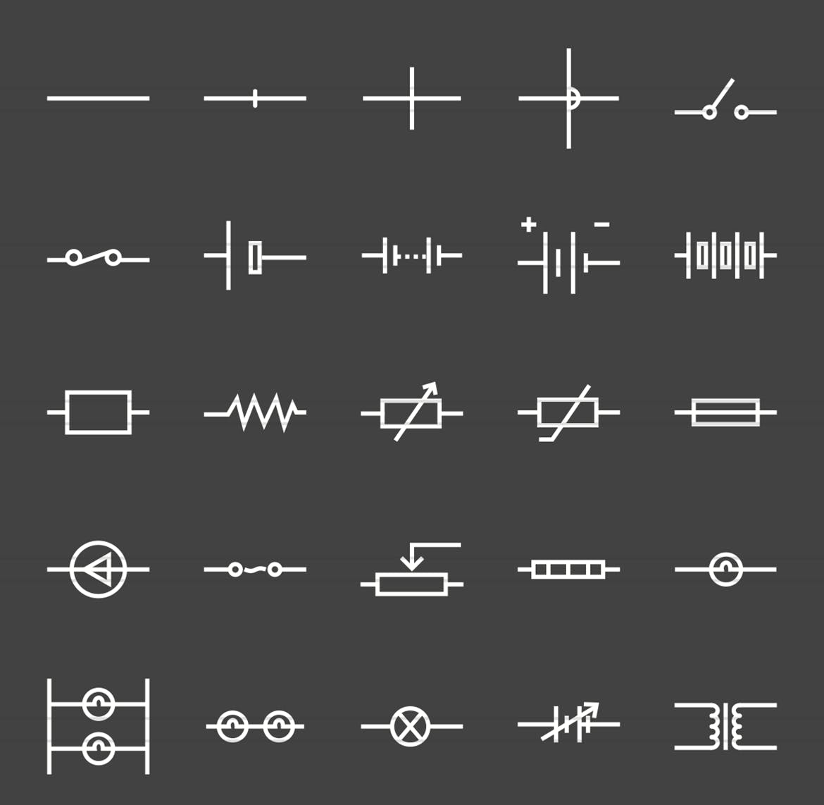 50枚电路线路板主题反转色线性蚂蚁素材精选图标 50 Electric Circuits Line Inverted Icons插图(1)