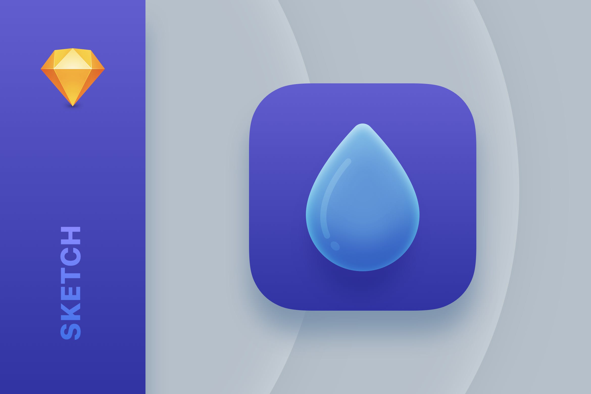 简约水滴APP应用第一素材精选图标SKETCH模板 Droplet — Modern iOS Sketch App Icon插图