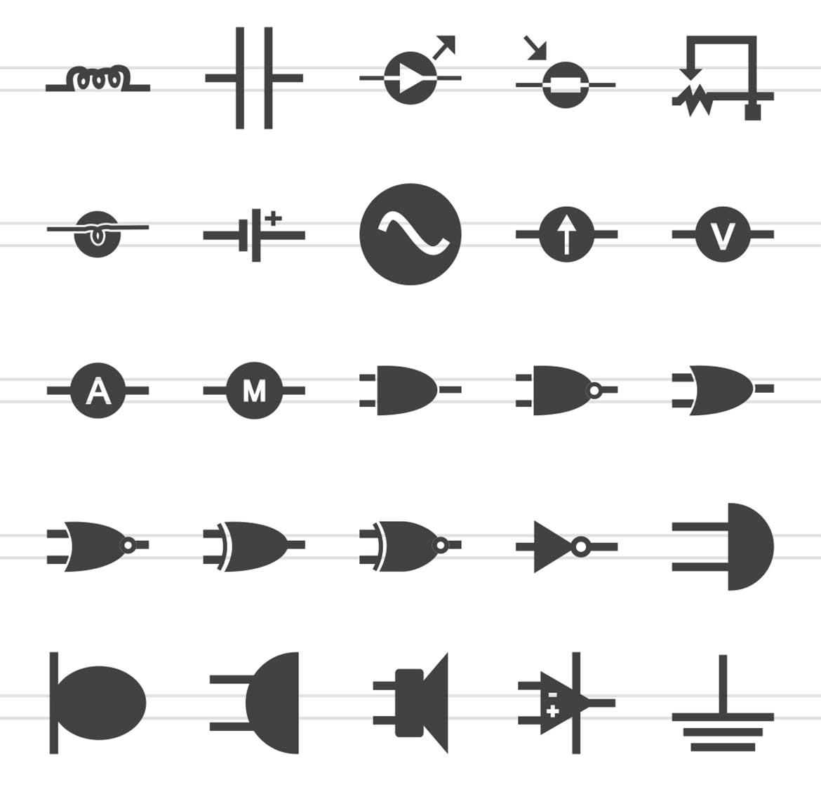 50枚电路线路板主题黑色字体蚂蚁素材精选图标 50 Electric Circuits Glyph Icons插图(2)