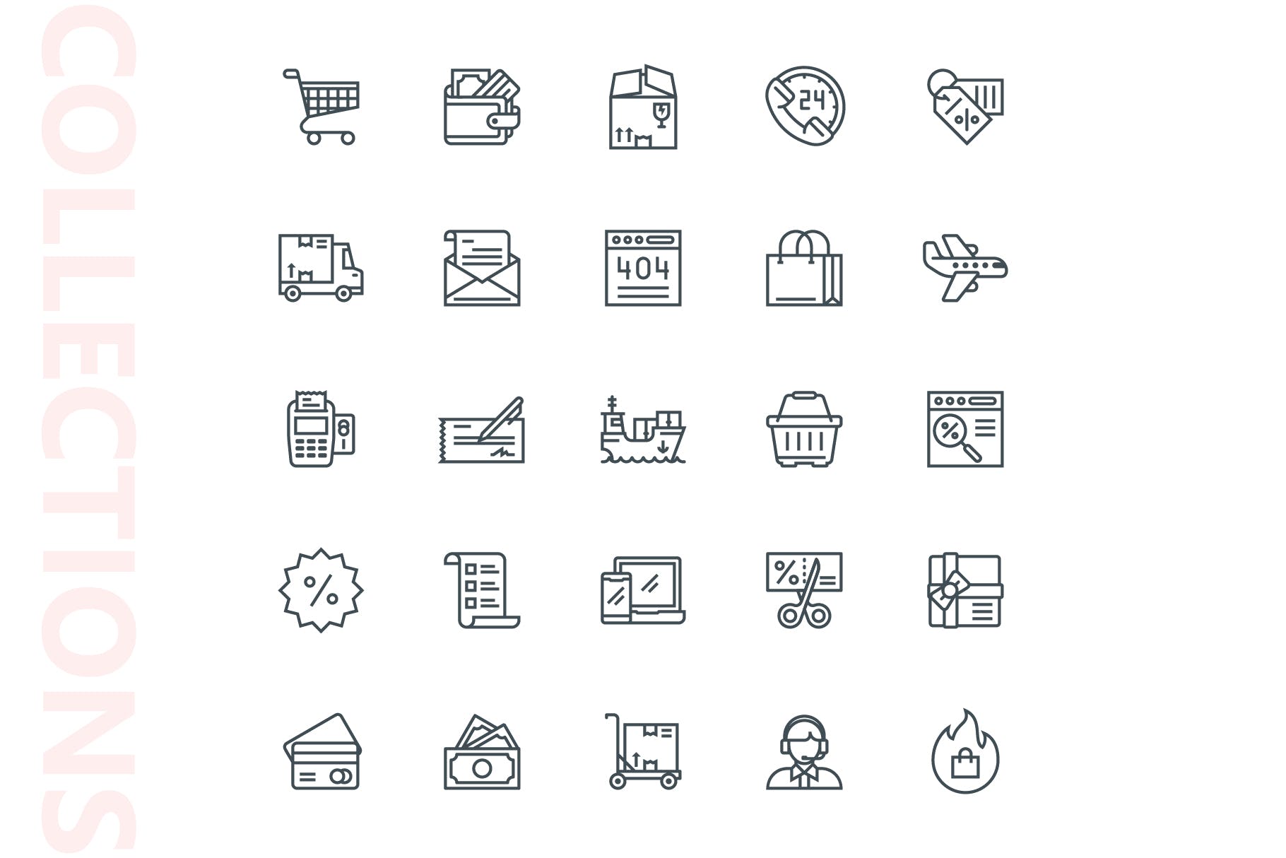 25枚网上购物电子商务矢量线性蚂蚁素材精选图标v1 Shopping E-Commerce Line Icons插图(3)