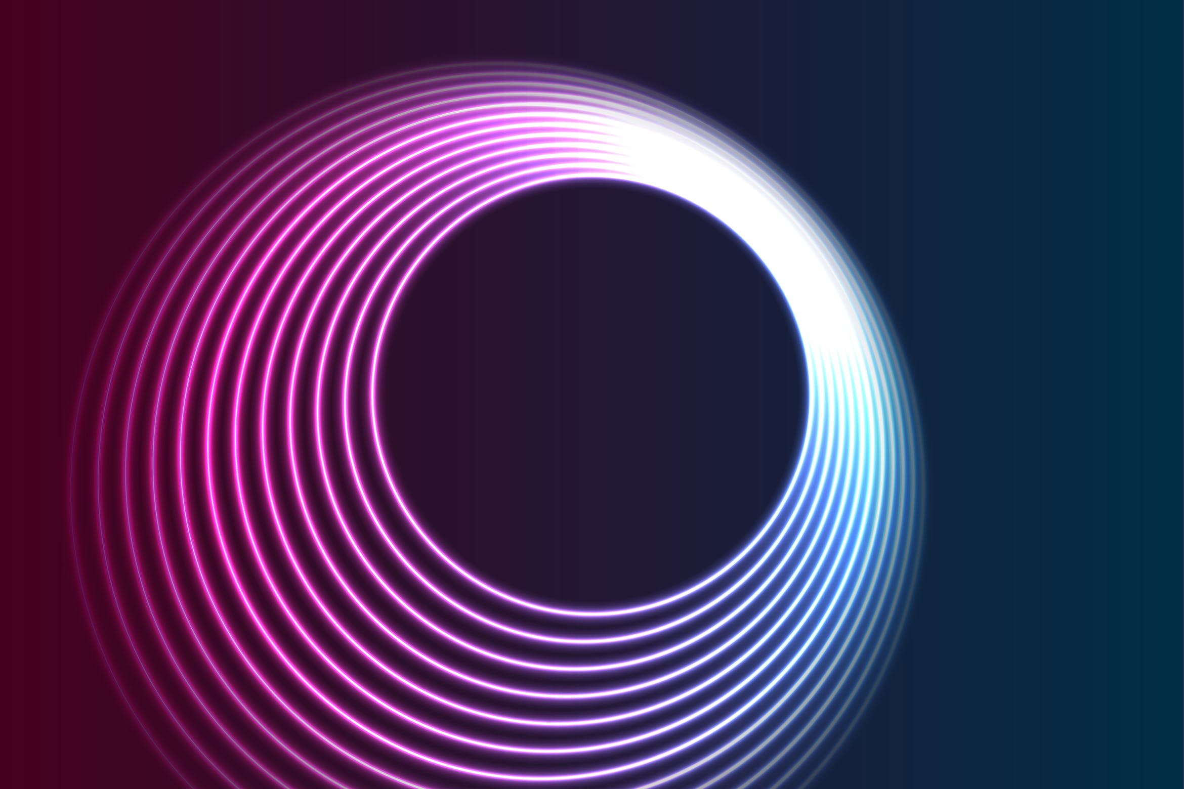 彩色霓虹发光圆圈抽象背景图素材 Colorful neon glowing circles abstract background插图