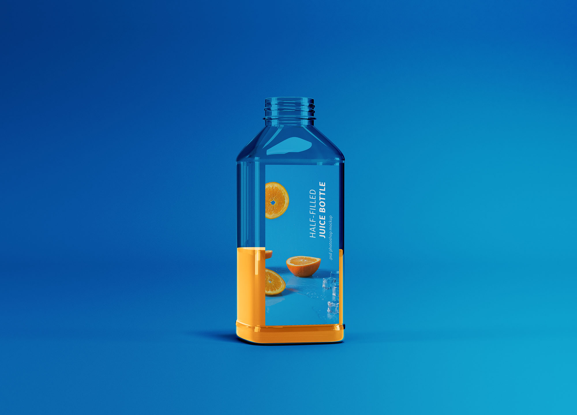 半罐透明塑料果汁瓶外观设计展示第一素材精选 Half-filled Juice Bottle Mockup插图
