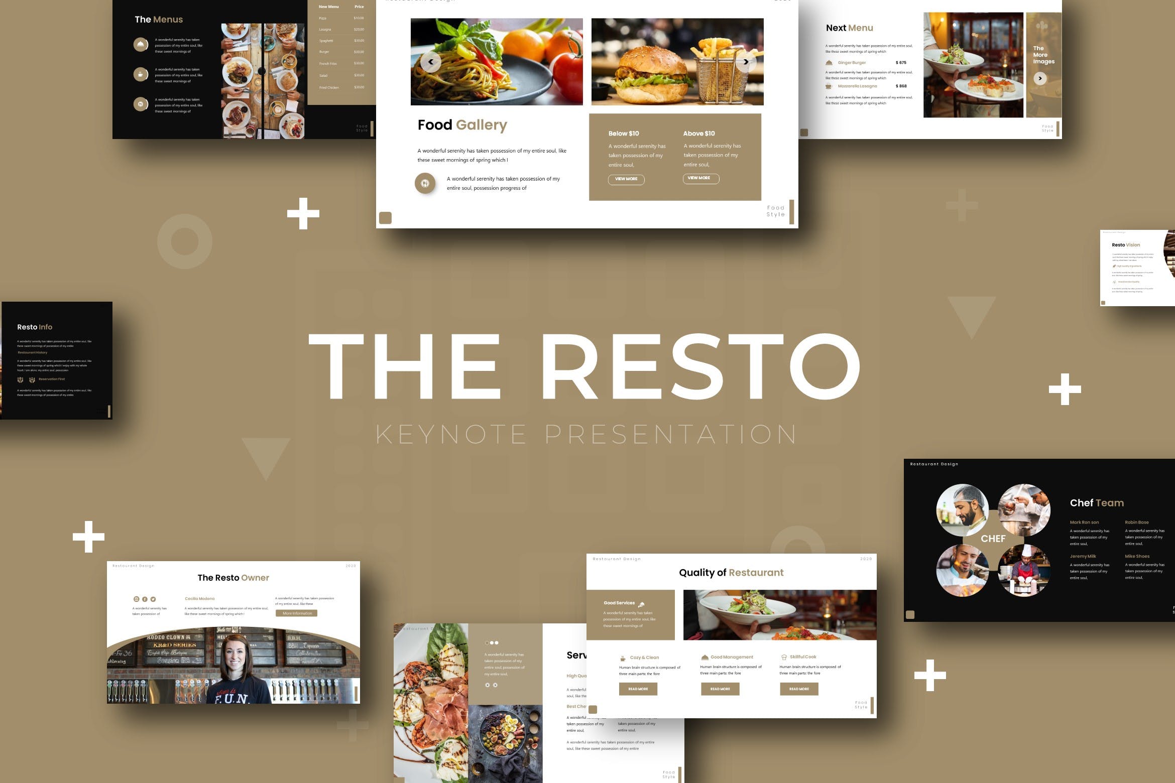 餐饮公司/业务介绍第一素材精选Keynote模板模板 Our Resto – Keynote Template插图