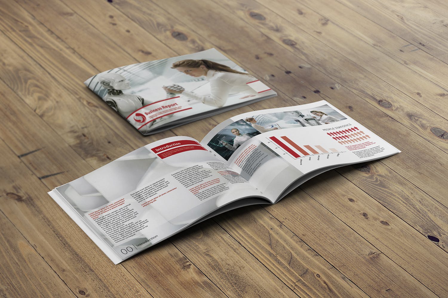 宣传画册/企业画册封面&内页版式设计45度角效果图样机蚂蚁素材精选 Cover & Open Landscape Brochure Mockup插图(2)