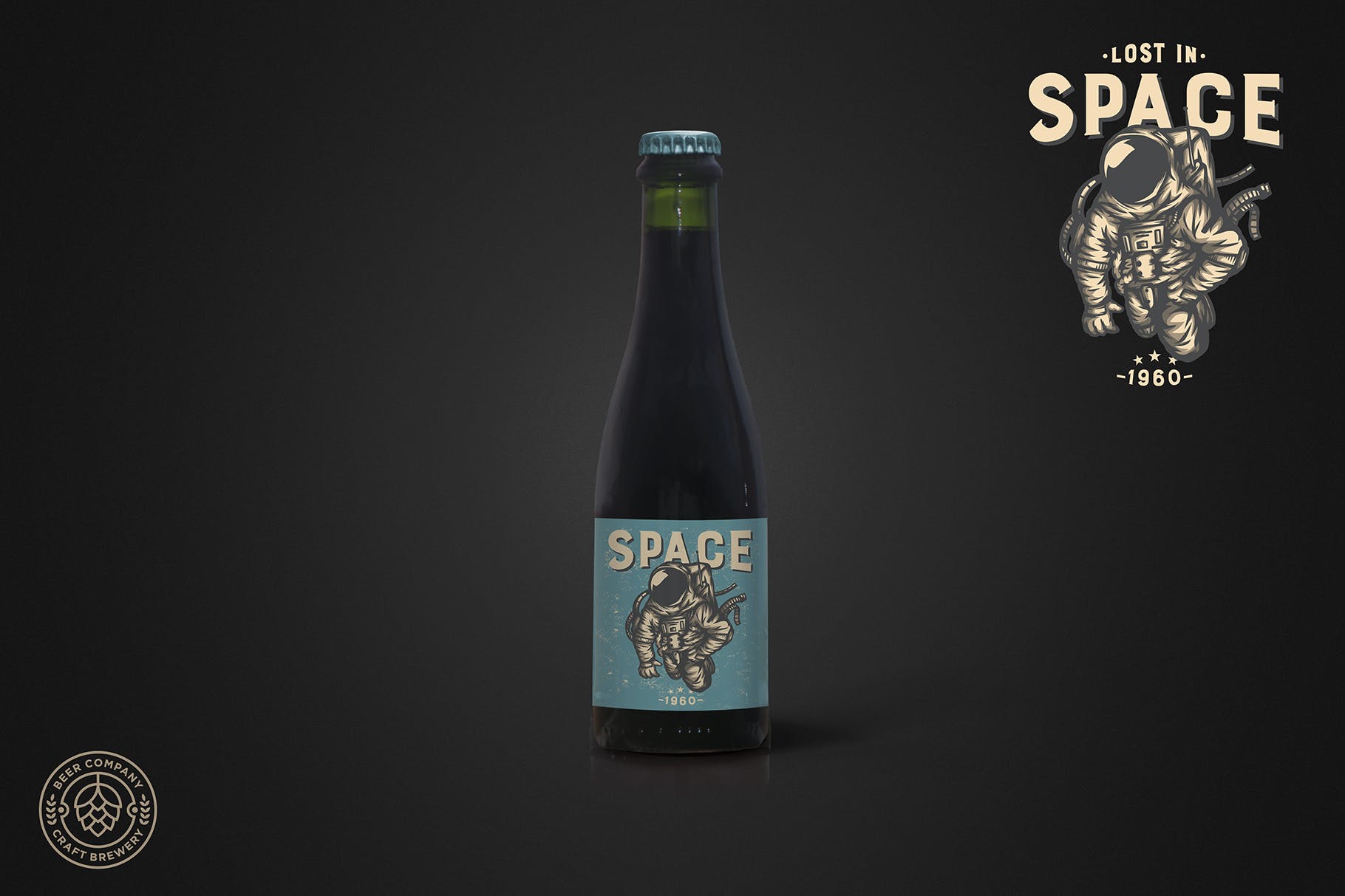37cl黑啤啤酒瓶外观设计图蚂蚁素材精选模板 Clean 37cl Black Beer Mockup插图(1)