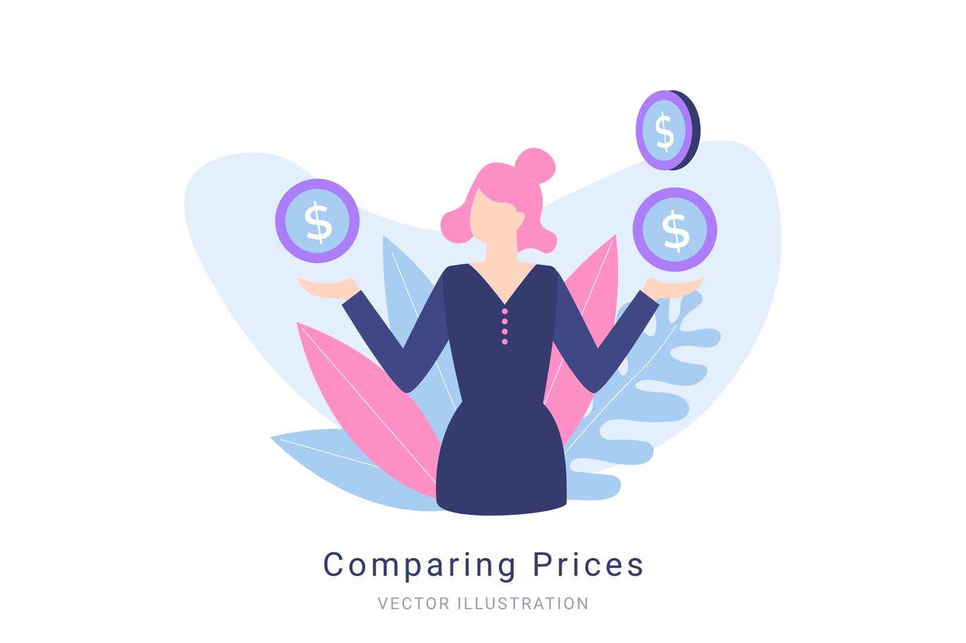 价格比较概念矢量插画蚂蚁素材精选素材 Comparing Prices Vector Illustration插图